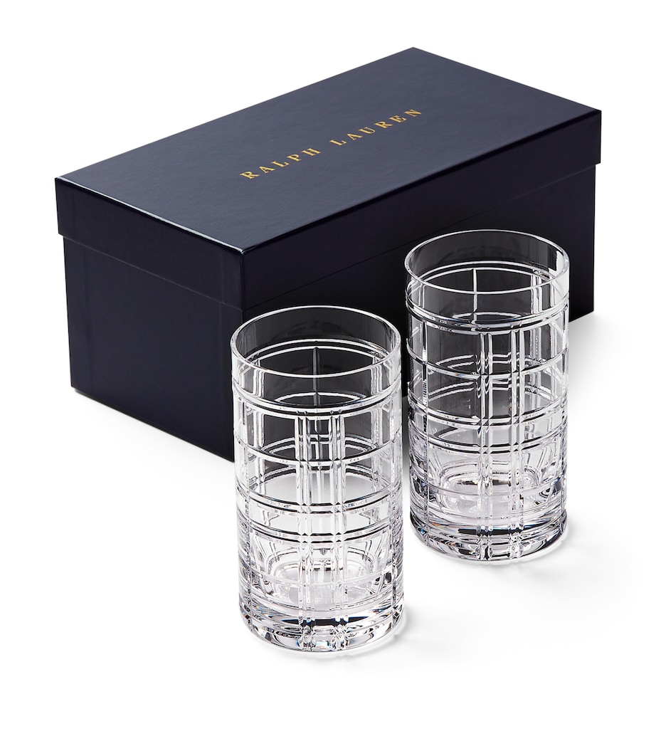 Set of 2 Hudson Plaid Highball Glasses CLEAR Image 2