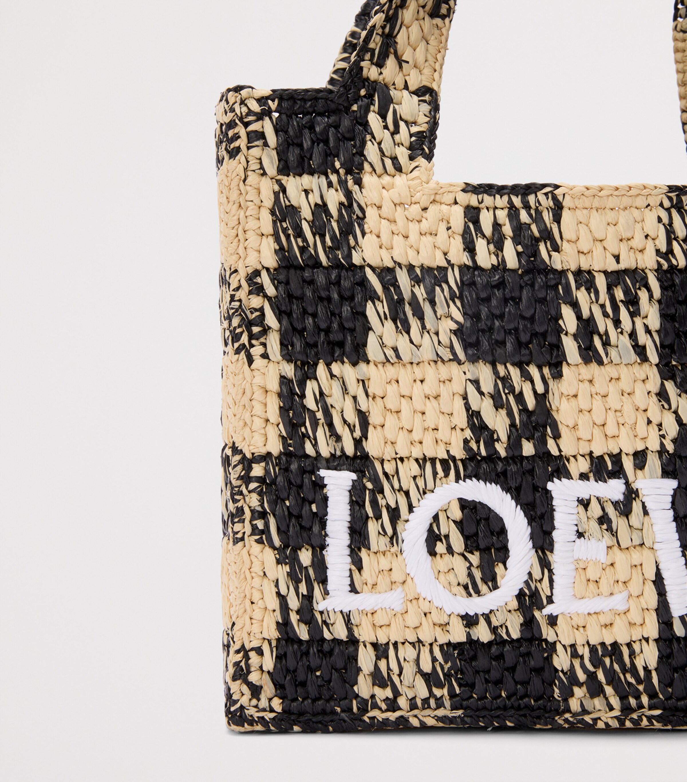 x Paula's Ibiza Mini Raffia Gingham Tote Bag NATURAL/BLACK Image 7