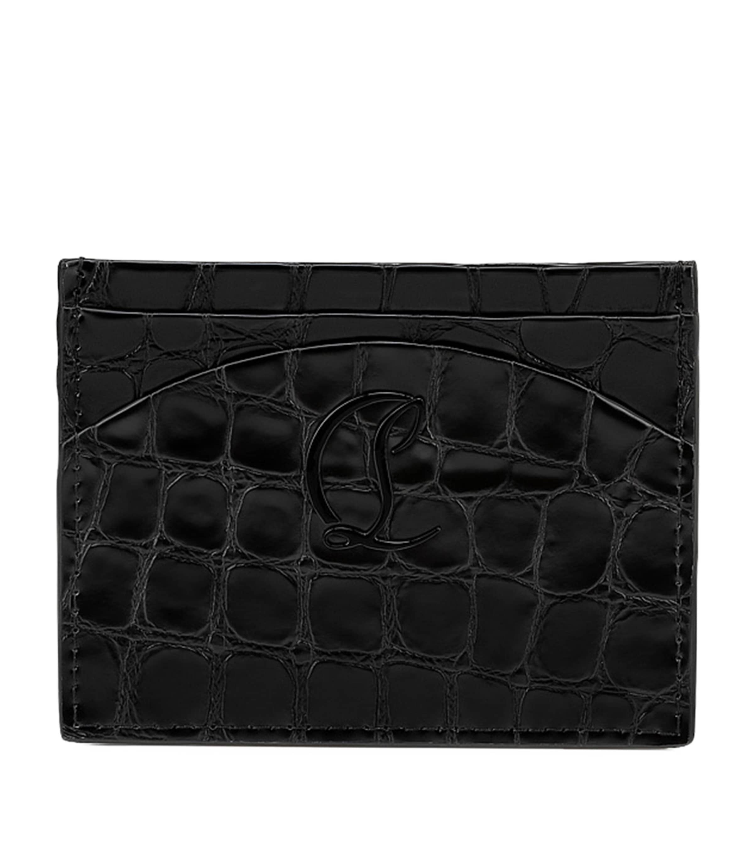 Christian Louboutin Loubi54 Croc-embossed Card Holder In Red