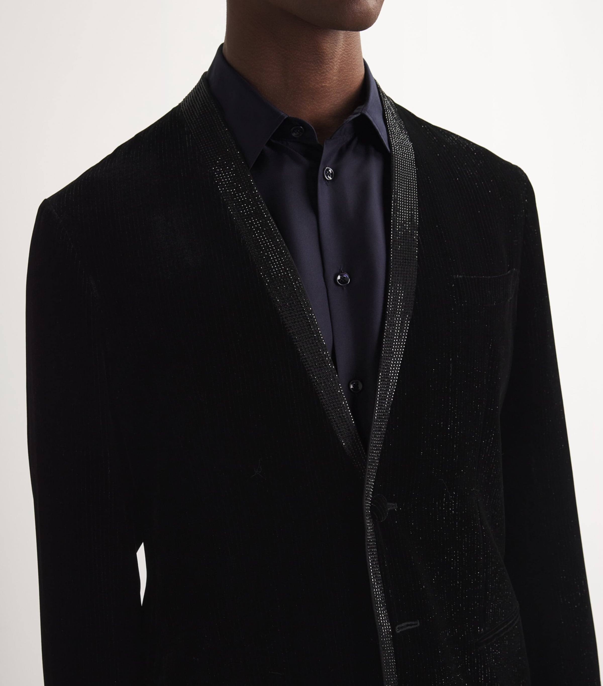Giorgio Armani Velvet Crystal-Embellished Blazer | Harrods US