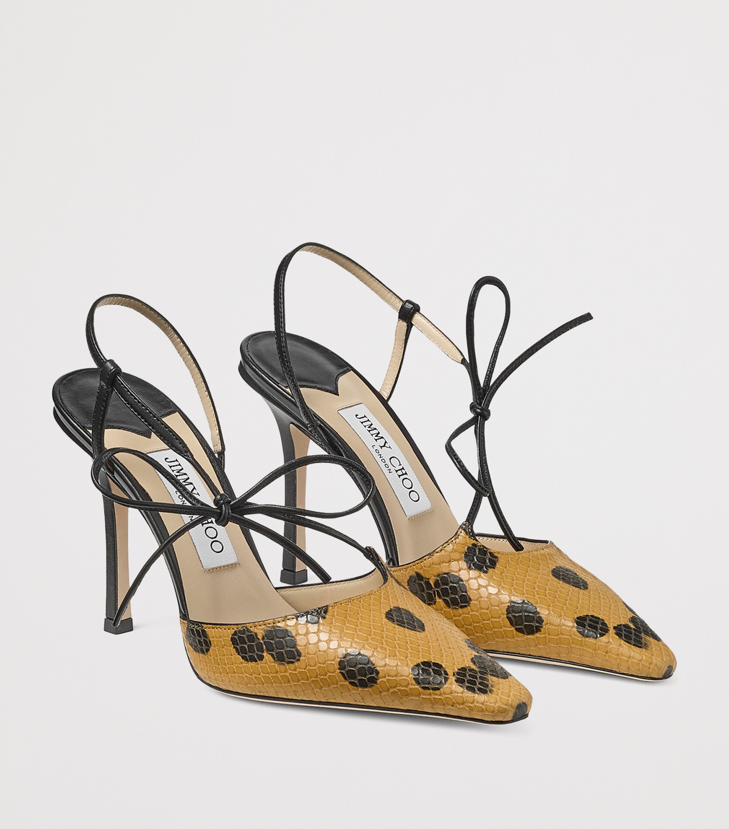 Jimmy Choo Archive Collection: Leather Spotted Heeled Slingbacks Cigar/black Image 4