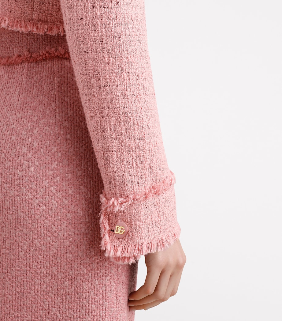 Tweed Cropped Jacket F0473-DARK POWDER PI Image 4