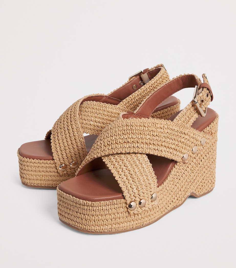 Maje Raffia-Effect Wedge Sandals 110 Beige Light Image 3