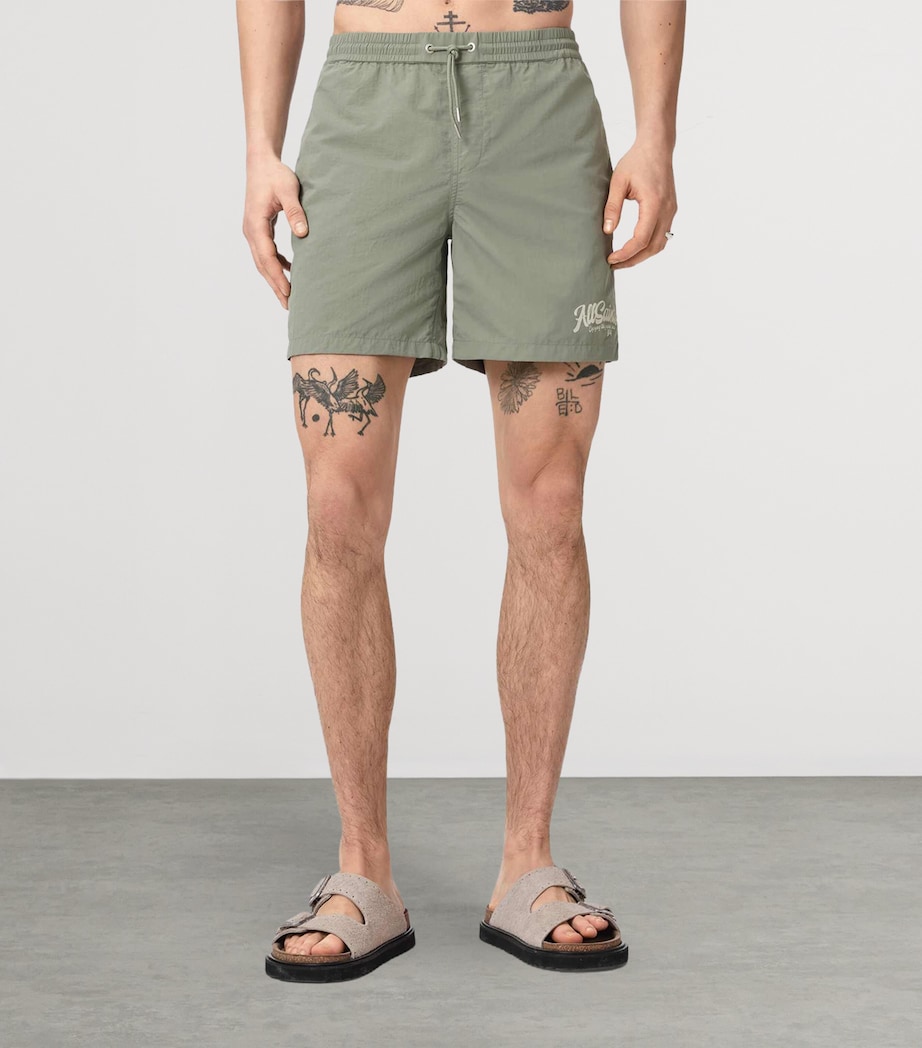 AllSaints Mens Odyssey Logo Swim Shorts Spring Green Image 3