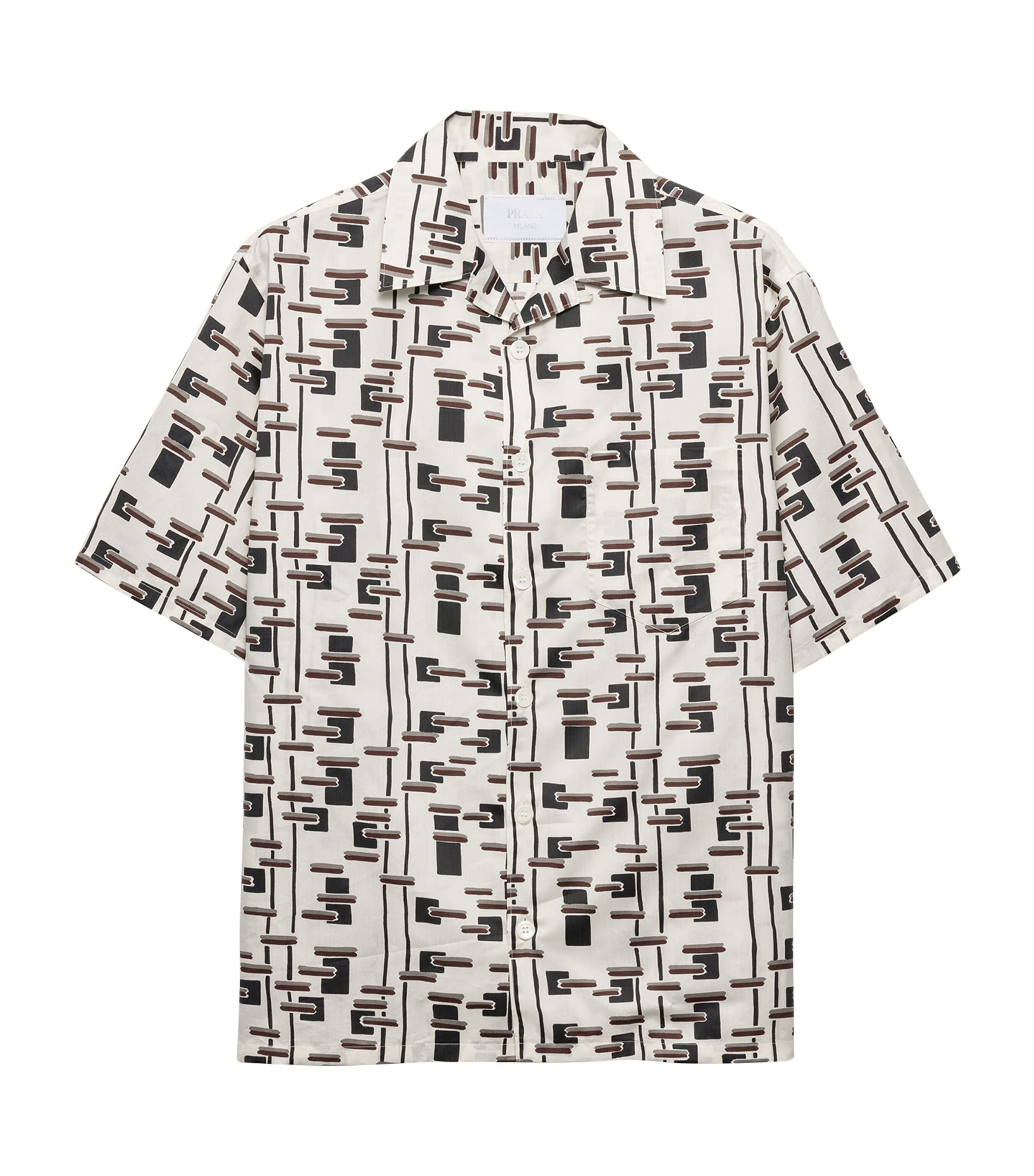 Prada Mens Cotton-Silk Printed Bowling Shirt Image 1