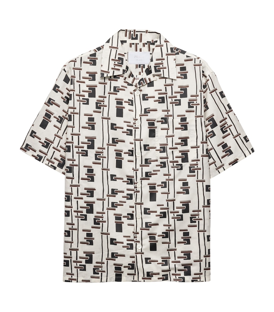 Prada Mens Cotton-Silk Printed Bowling Shirt Image 1
