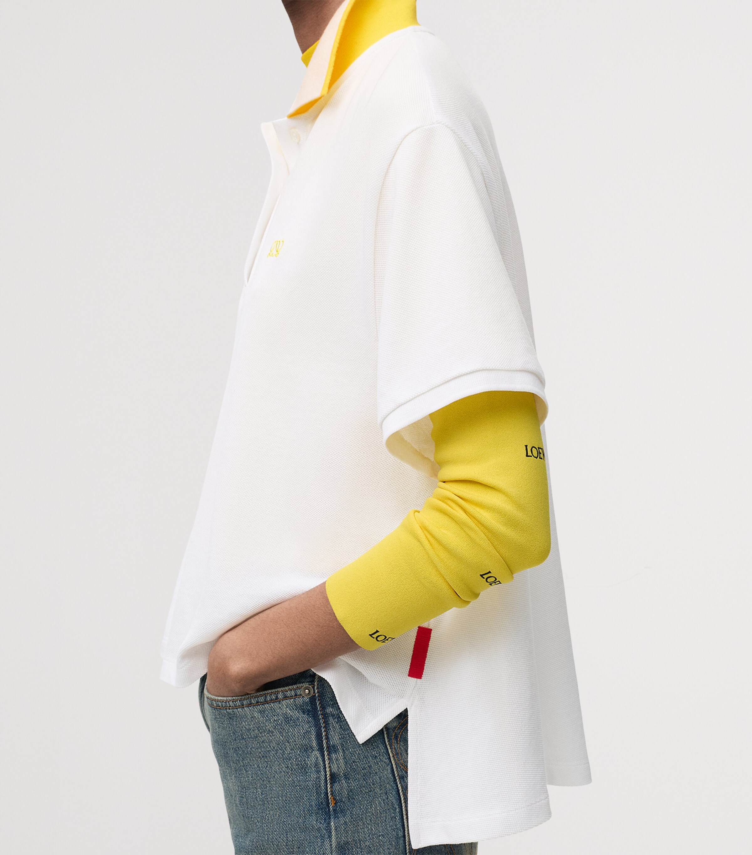 LOEWE Womens Stretch-Cotton Polo Shirt White Image 5