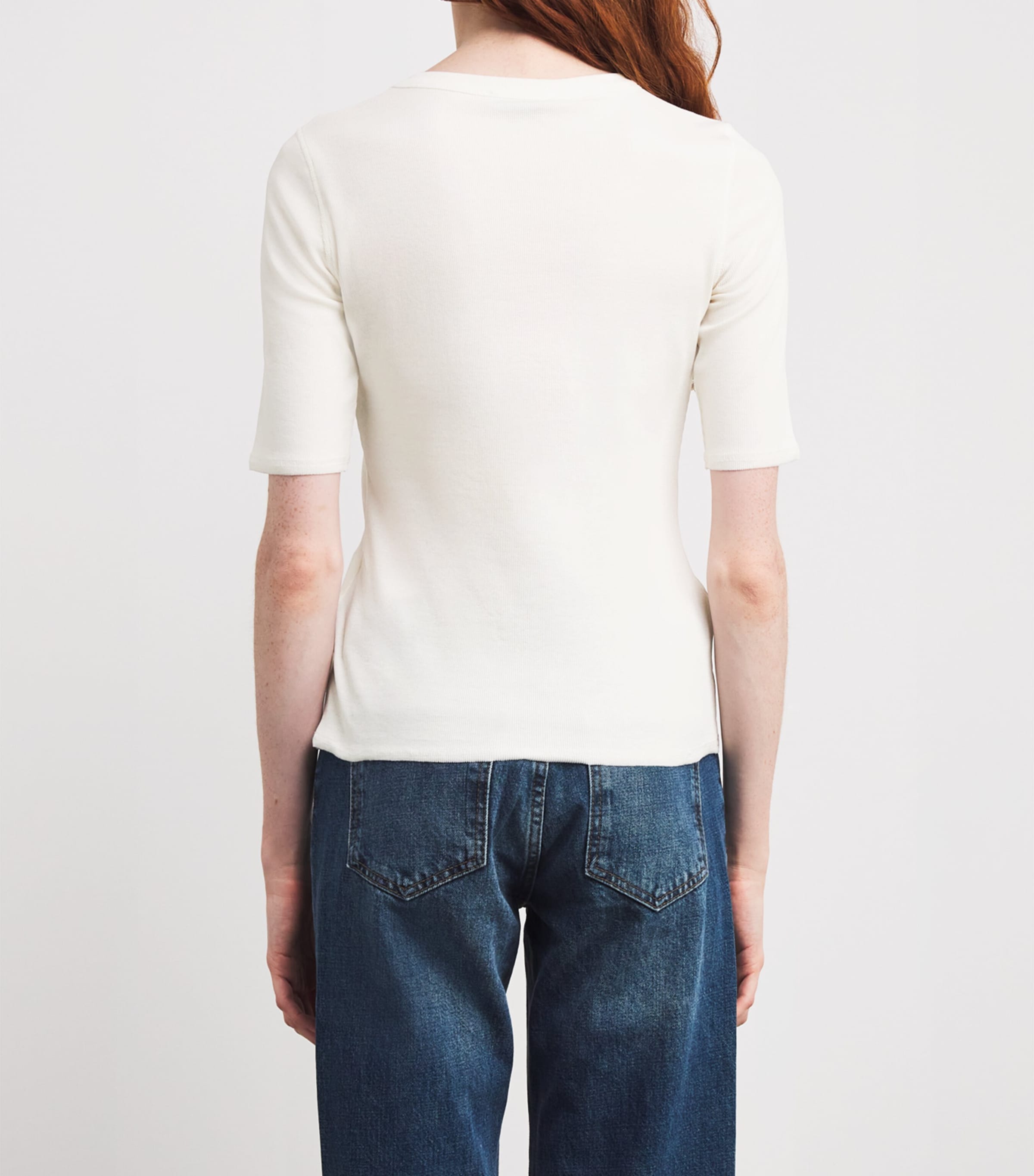 Ribbed Cut-Out T-Shirt WOOL WHITE Image 4