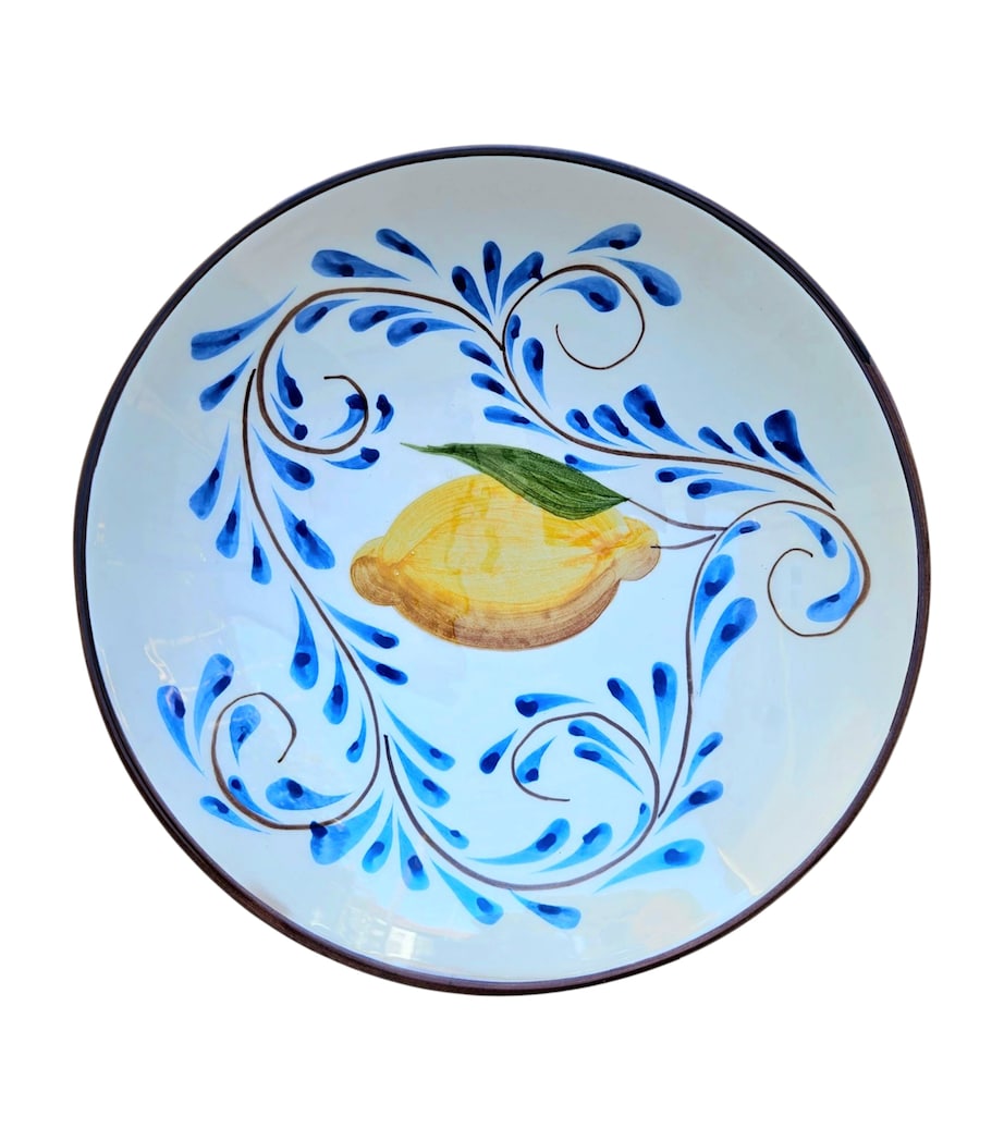 Les-Ottomans Ceramic Positano Lemons Bowl (22cm) Blue Image 1