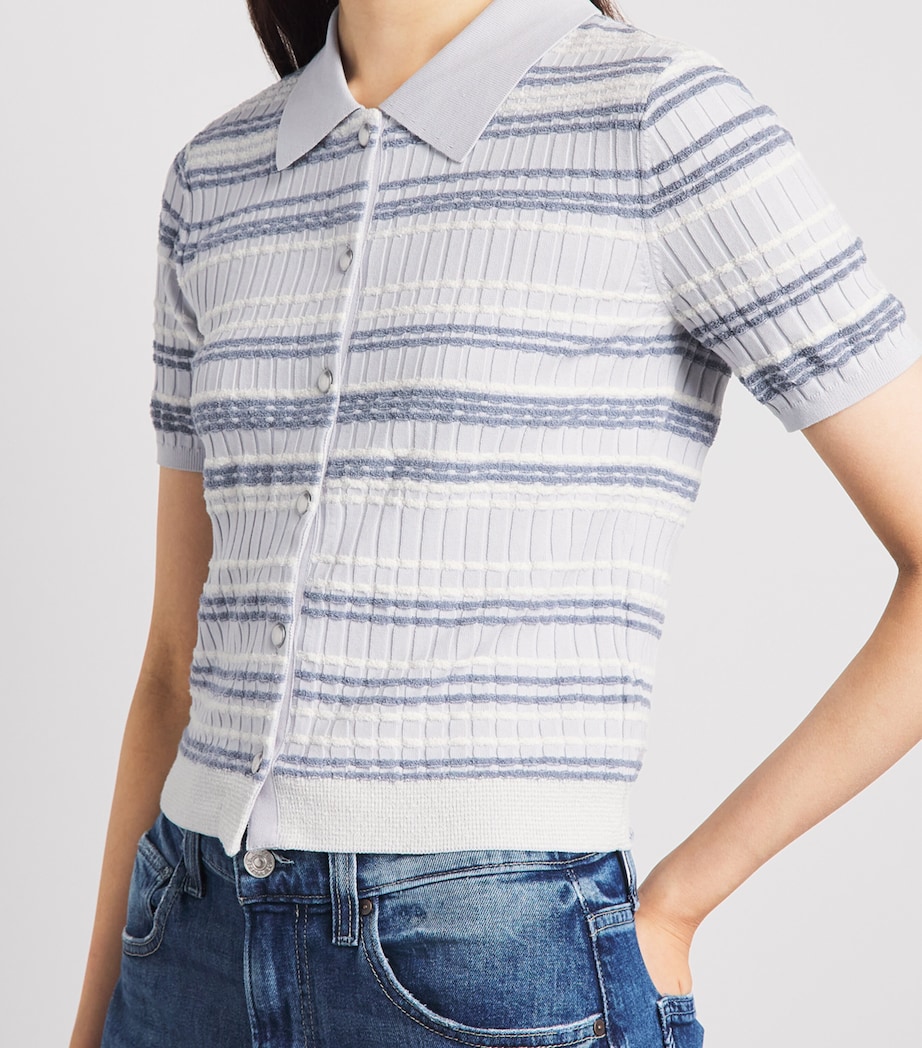 Rag & Bone Womens Cotton-Blend Stripe Karina Cardigan Ltblue Image 3