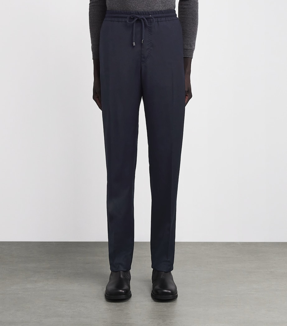 Wool Drawstring Trousers 01 BLUE NAVY Image 3
