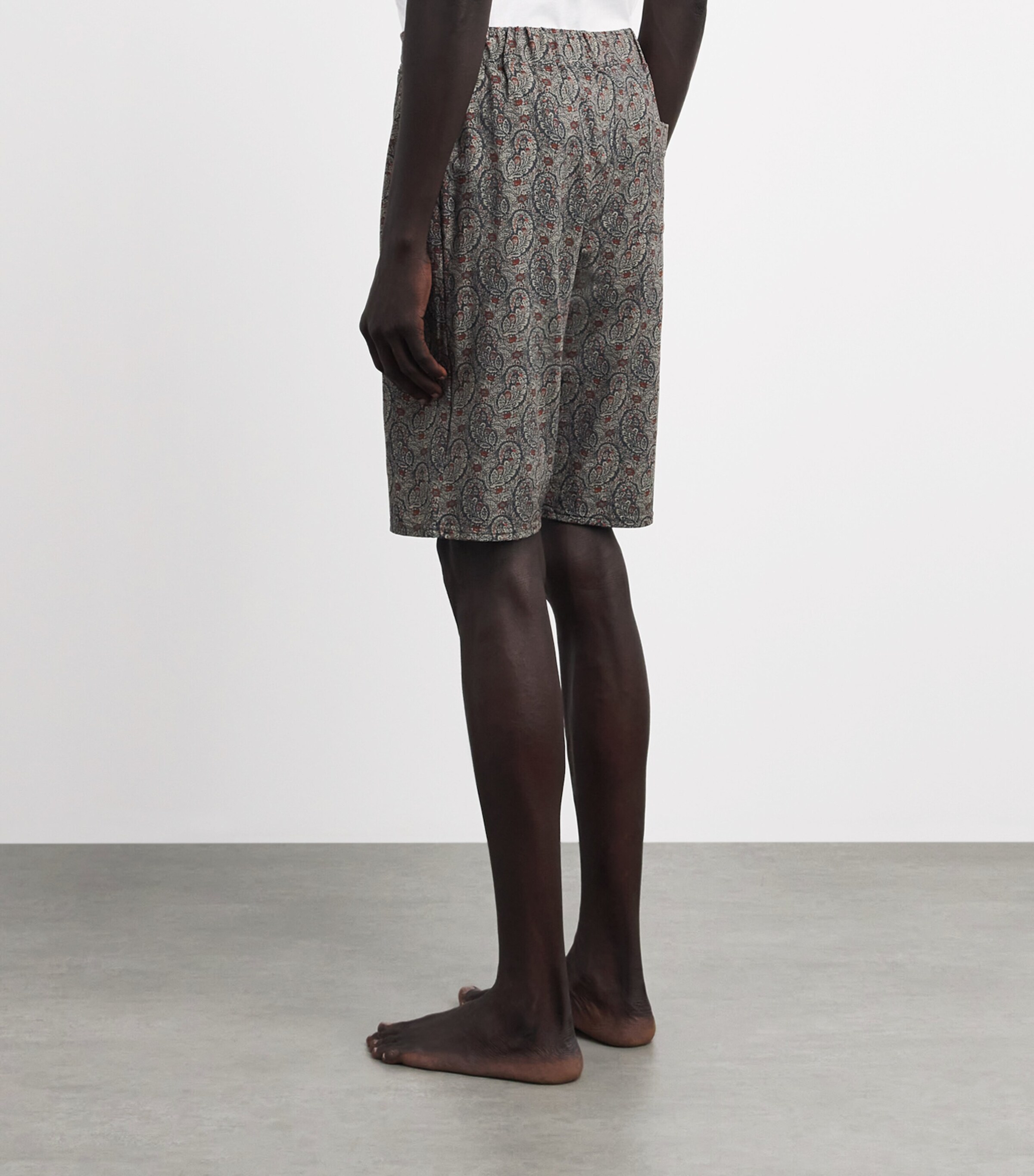 Homebody Mens Stretch-Modal Paisley Pyjama Shorts Neem Image 5