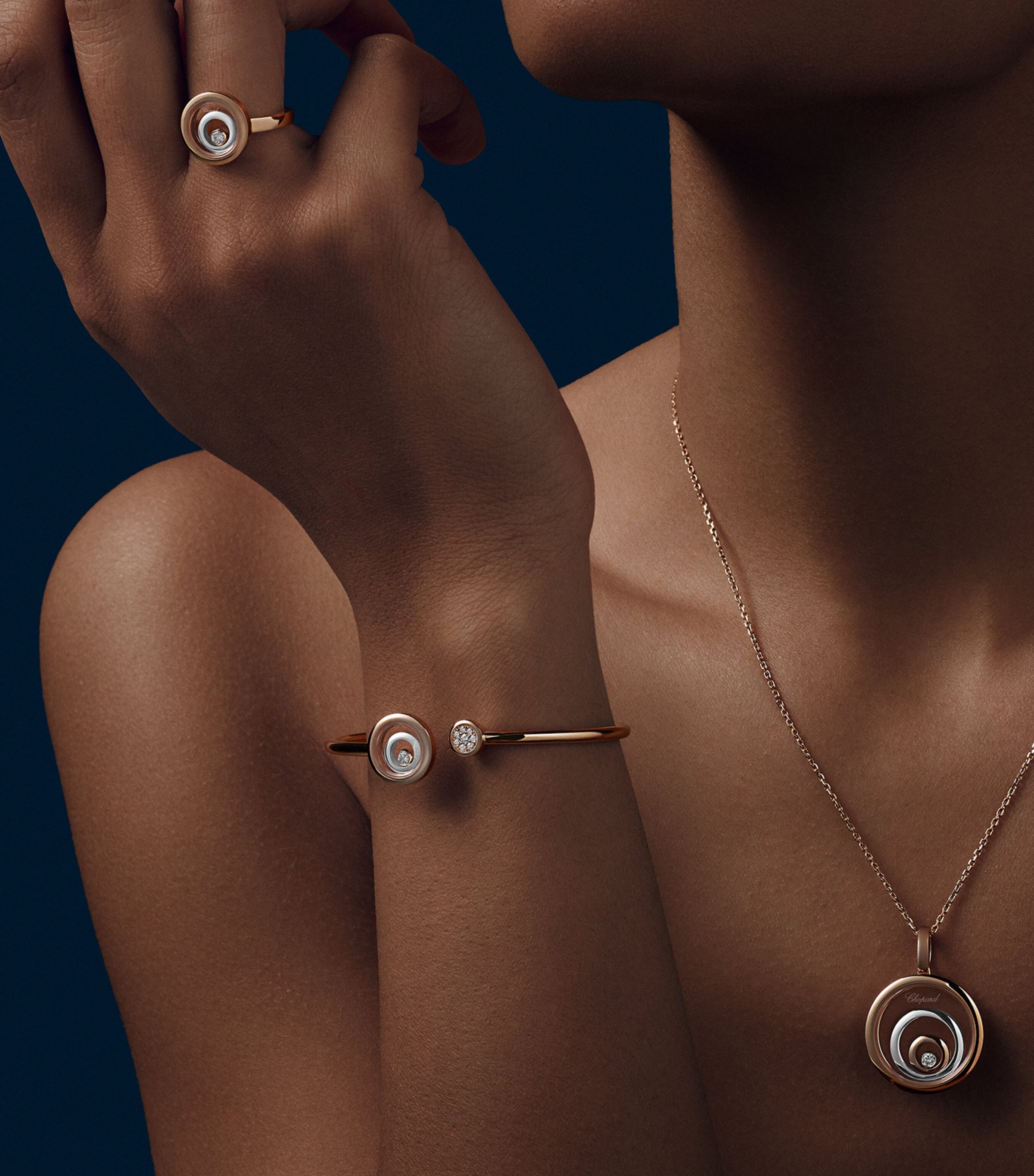 Small Rose Gold and Diamond Happy Spirit Bangle 18K WHITE GOLD/18K R Image 4