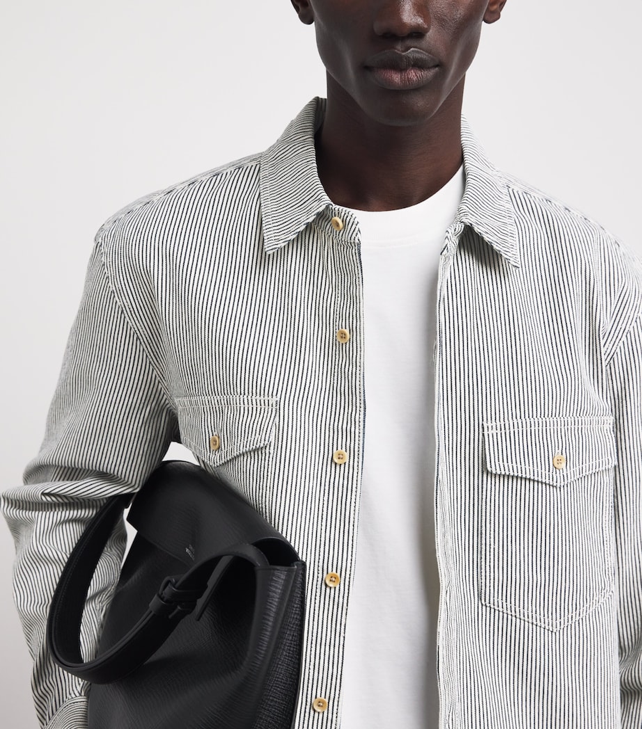 PAIGE Mens Stripe Rinzi Denim Shirt Ecru/indigo Stripe Image 3