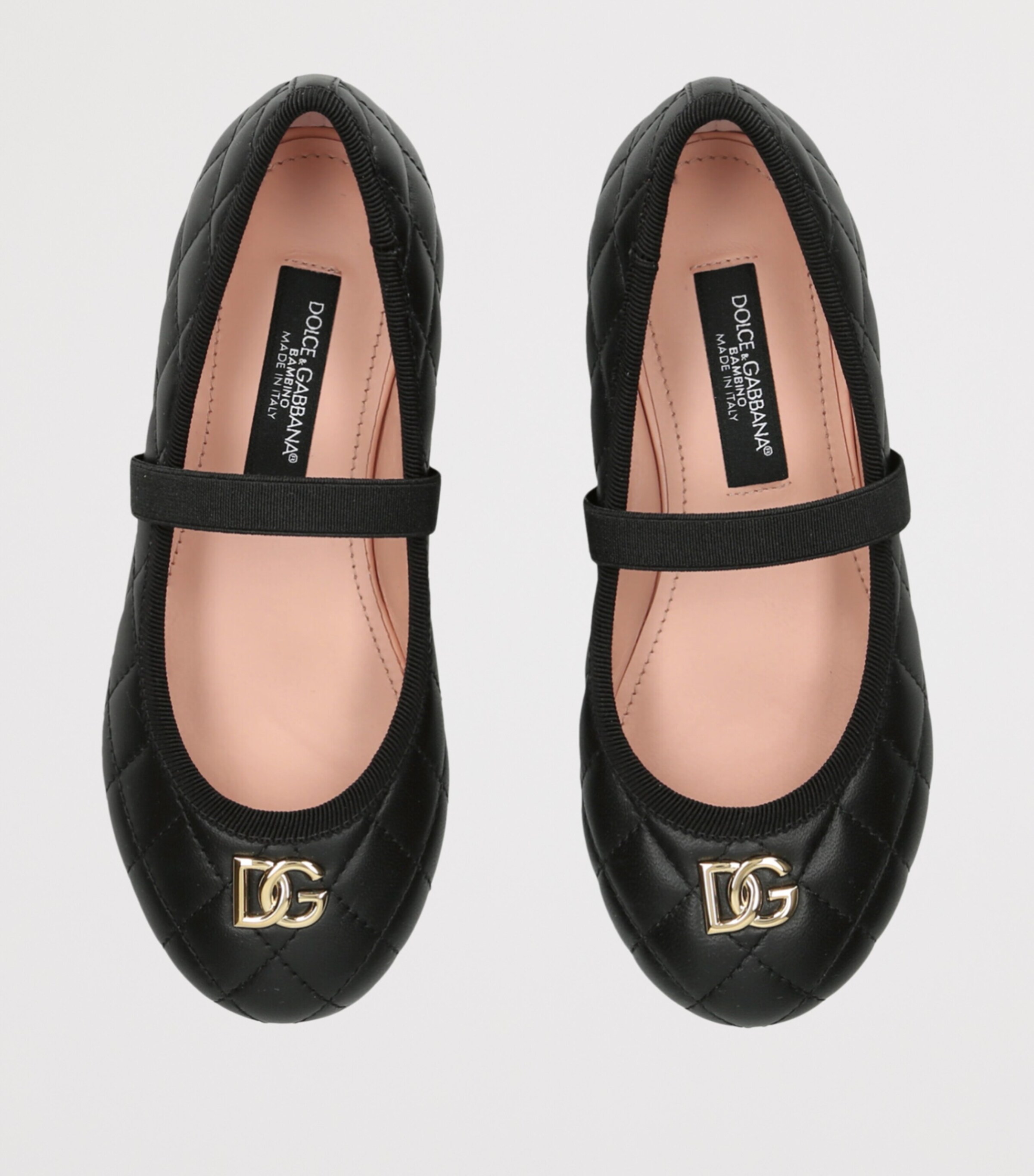 Dolce&Gabbana Kids Leather Quilted Ballet Flats Black Image 3