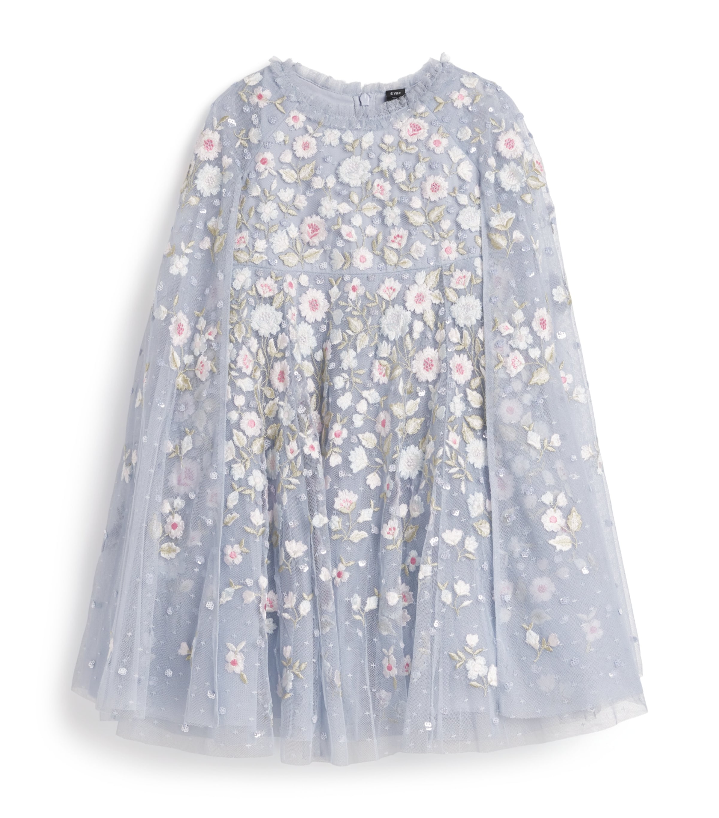 Tulle Cape Ethereal Blooms Dress (4-6 Years) SKMSKYLIGHT/MULT Image 1