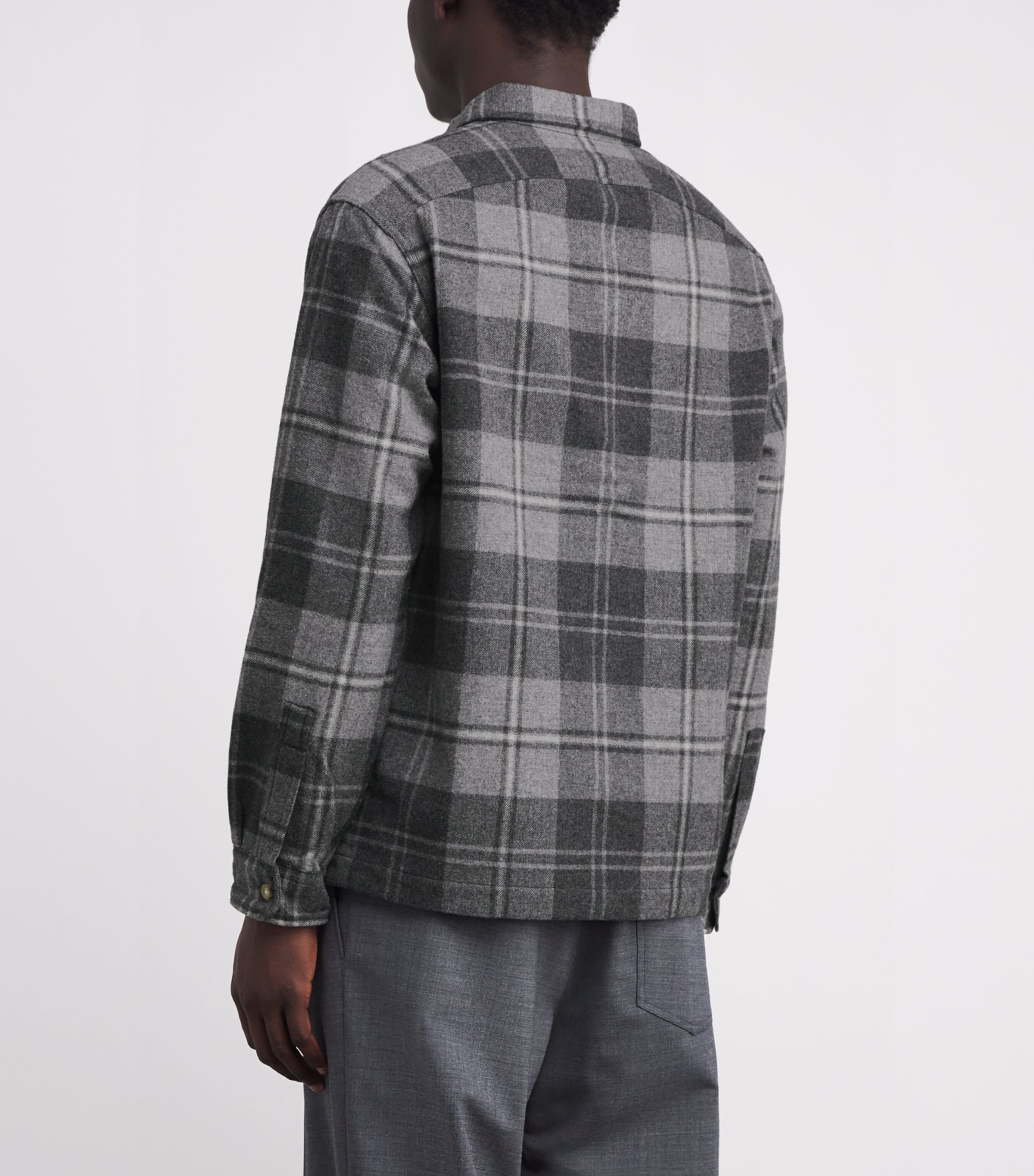 Wool Classic Fit Plaid Overshirt GREY HEATHER MULTI Image 4