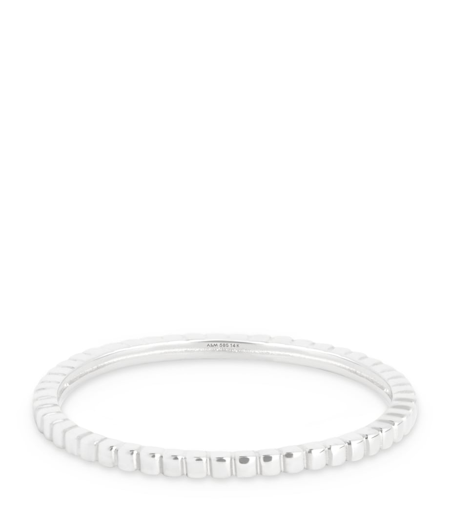 White Gold Ridged Band Ring WHITE GOLD Image 1