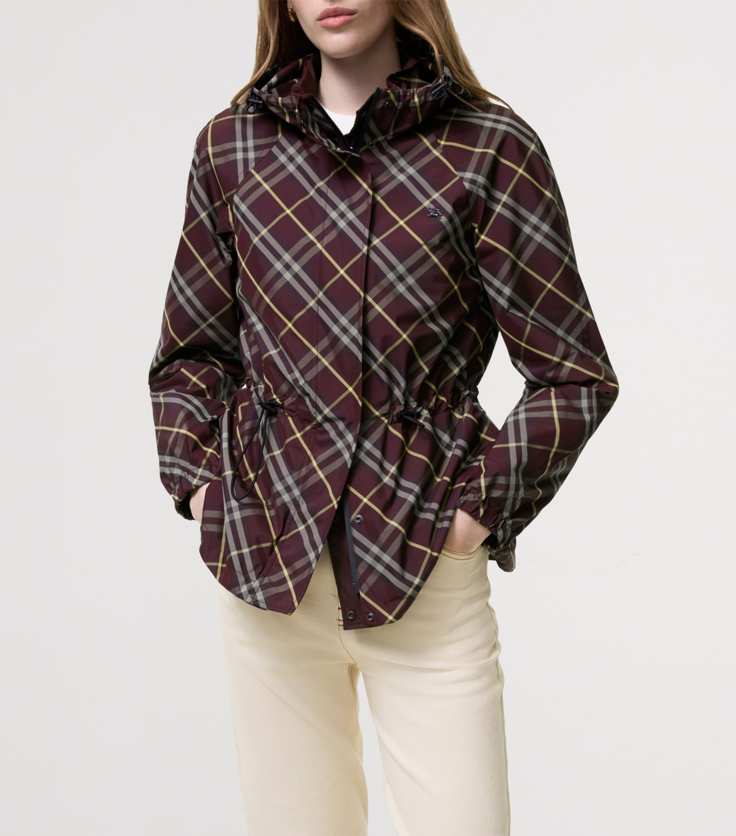 Burberry Womens Reversible Hooded Check Jacket Vineyard Red Image 3