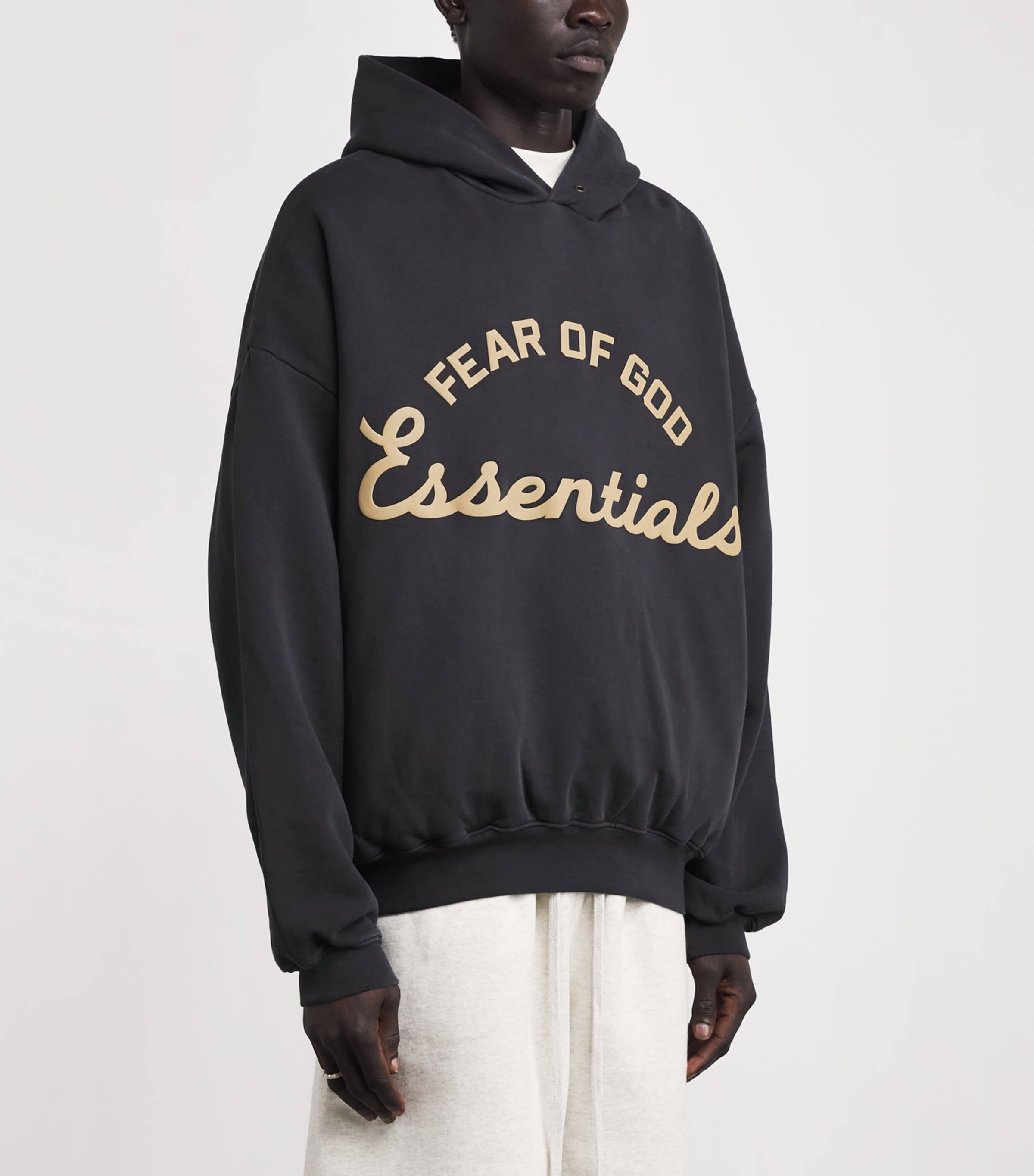 FEAR OF GOD ESSENTIALS Mens Cotton Fleece Training 90s Hoodie Faded Black Image 4