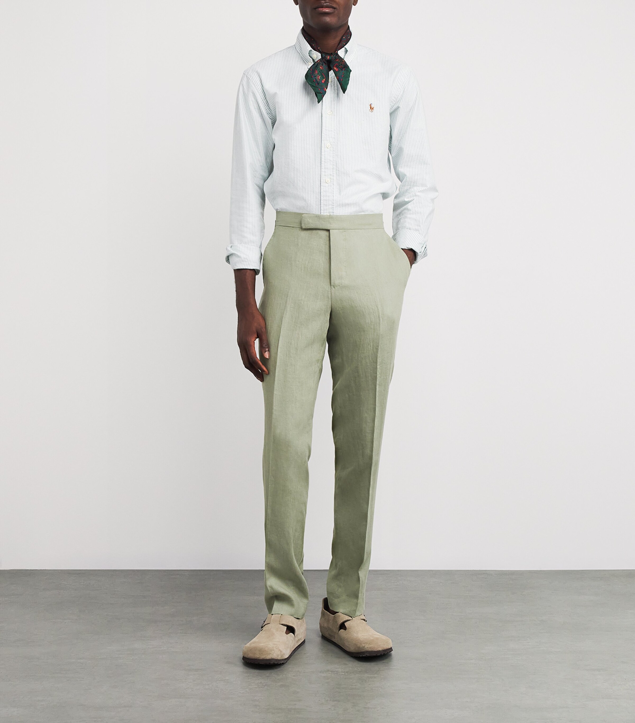 Polo Ralph Lauren Mens Linen Tailored Chinos Green Image 2
