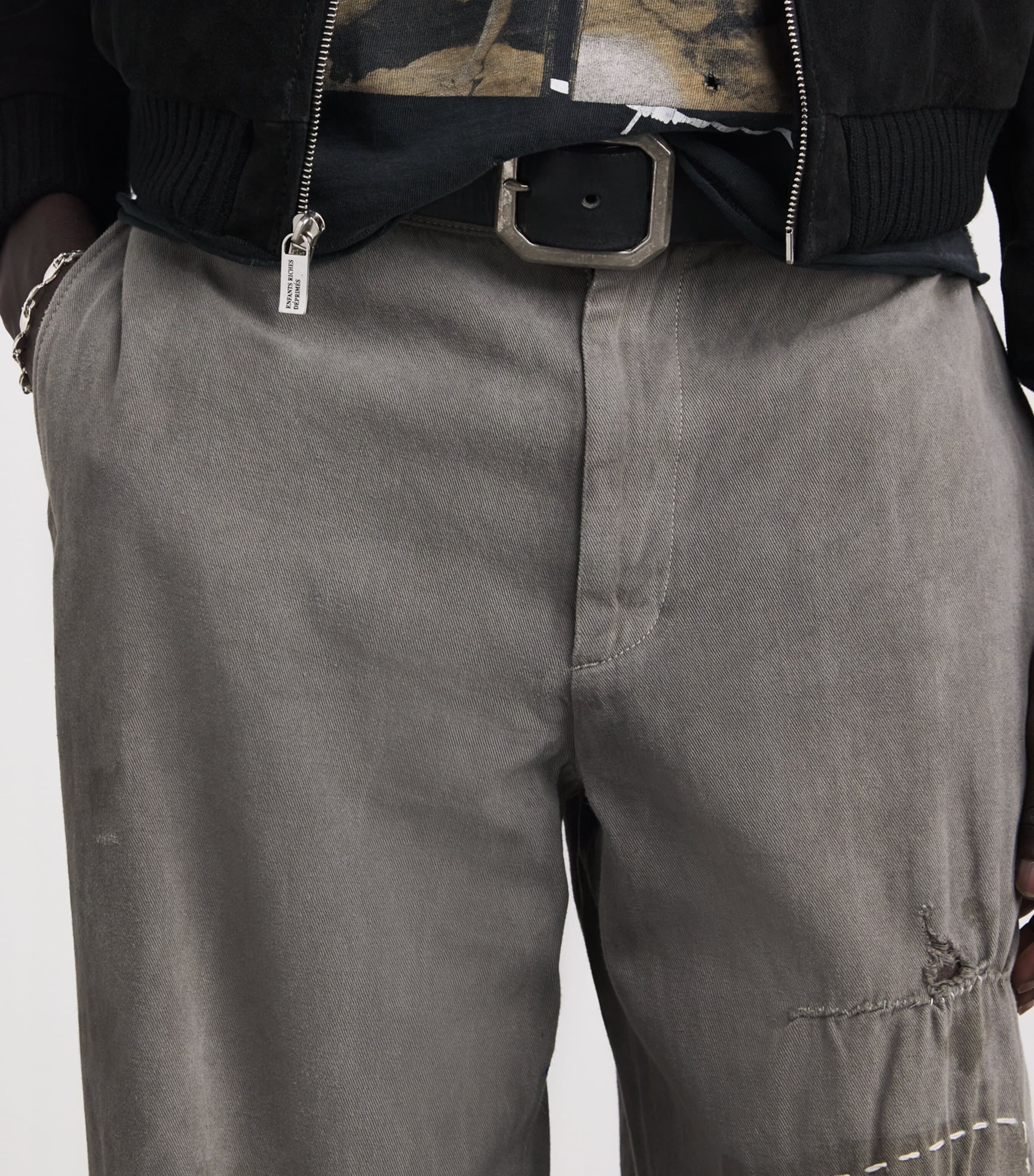 Cotton-Linen Soso’s Repaired Trousers LIGHT GRAY Image 6