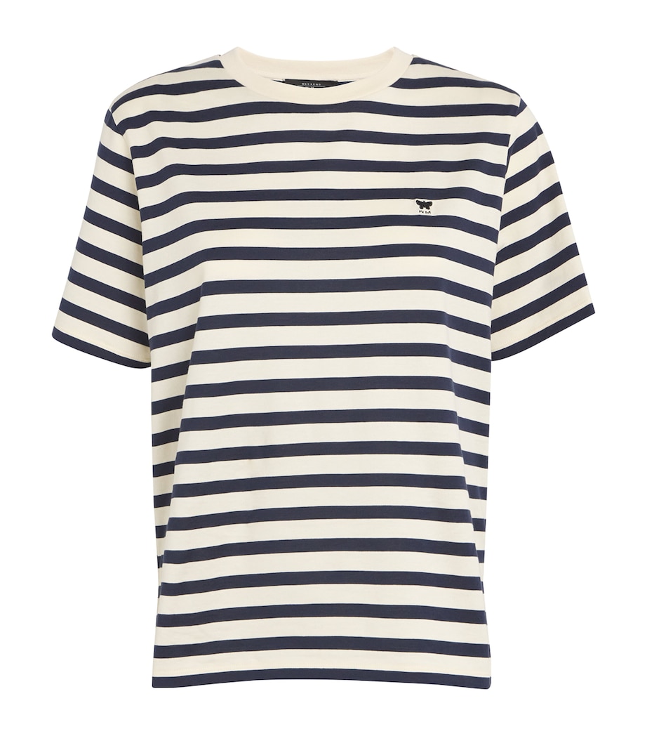Weekend Max Mara Womens Cotton Stripe T-Shirt Navy Image 1