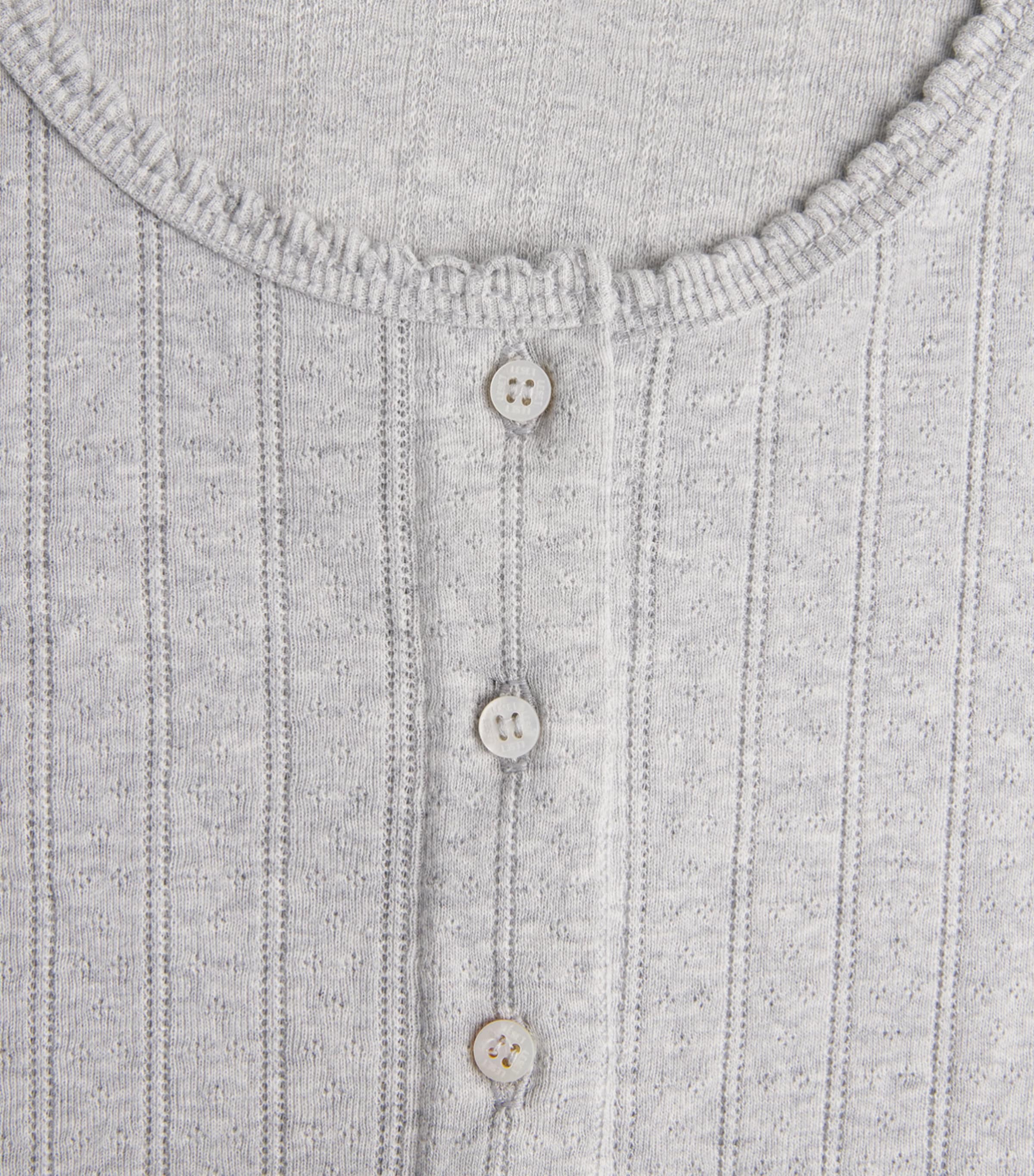 LESET Womens Cotton Pointelle Cardigan Light Grey Melange Image 6