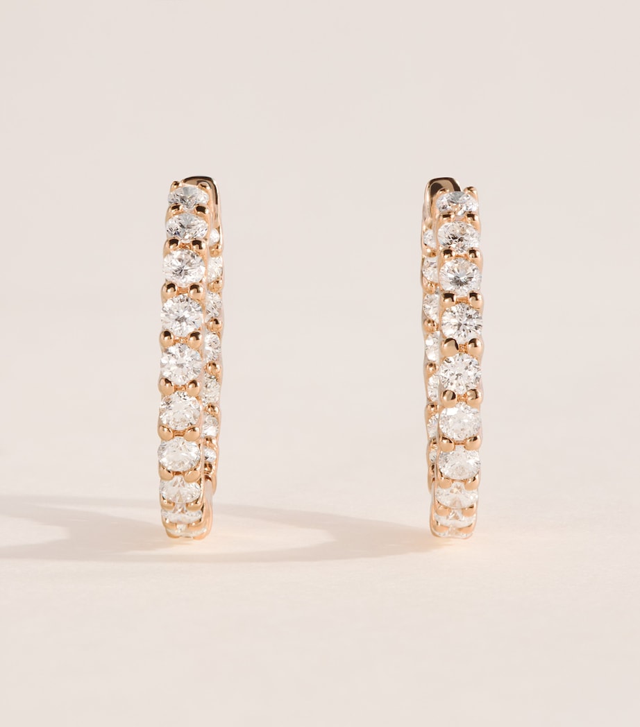 Harrods Medium Rose Gold and Diamond Hoop Earrings (1.25ctw) Rose Gold Image 1