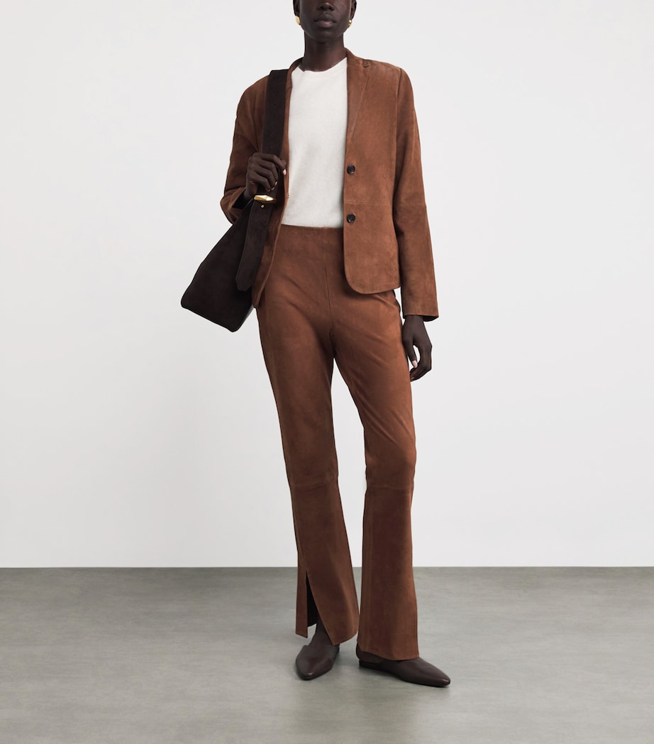 Suede Single-Breasted Blazer D3G-CARAMEL Image 2