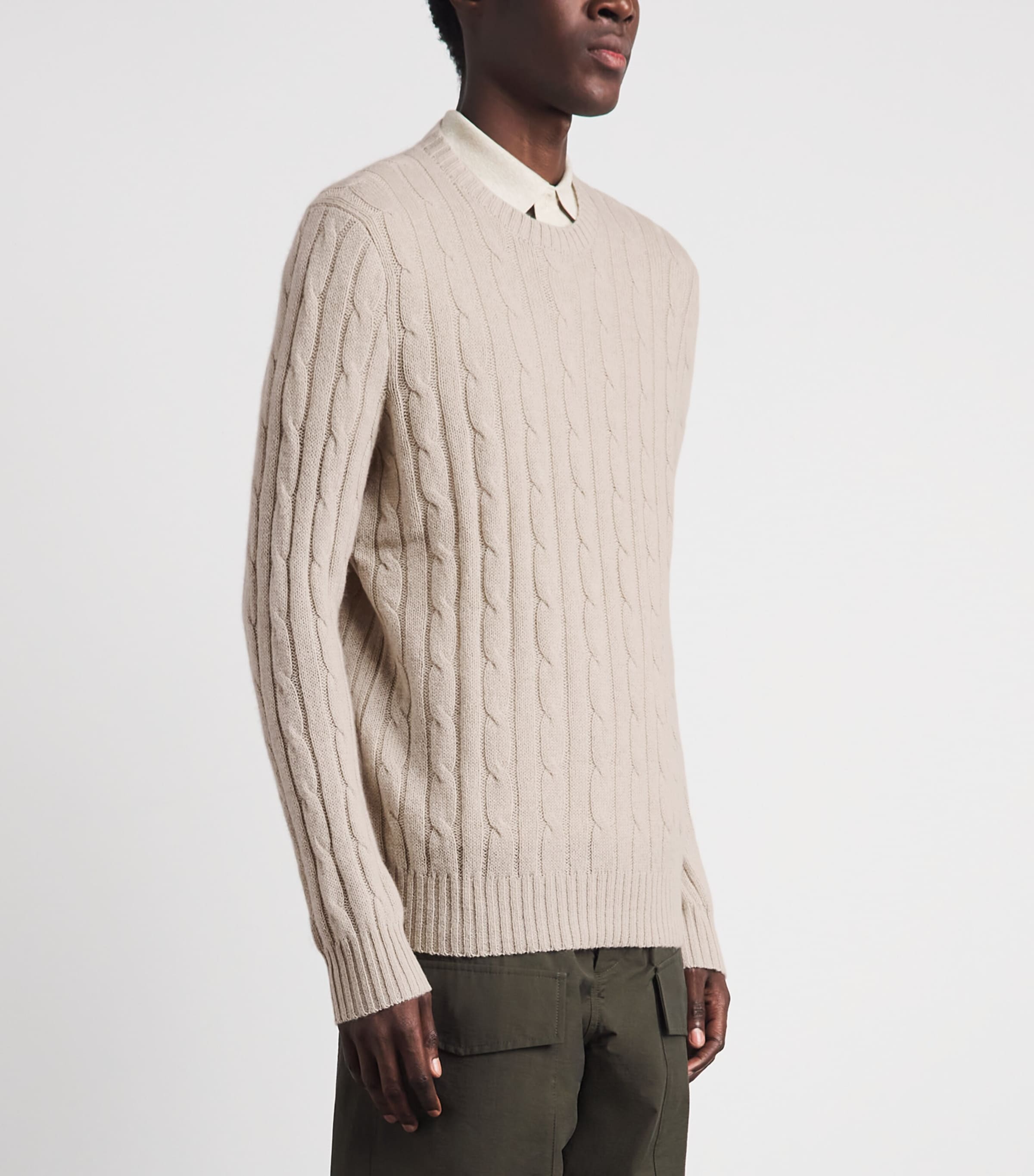 Polo Ralph Lauren Mens Cashmere Cable-Knit Sweater Light Wlnut Brn Hthr Image 4