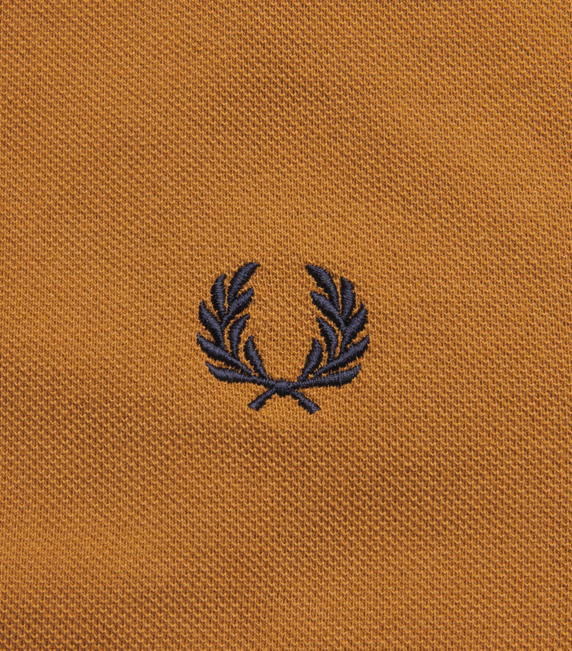 Fred Perry Mens Cotton Twin Tipped Polo Shirt Dark Caramel/nav Image 6