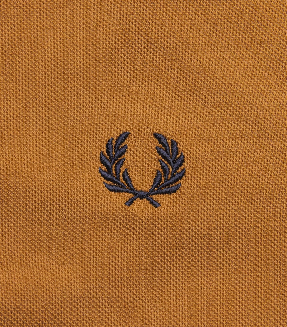 Fred Perry Mens Cotton Twin Tipped Polo Shirt Dark Caramel/nav Image 6