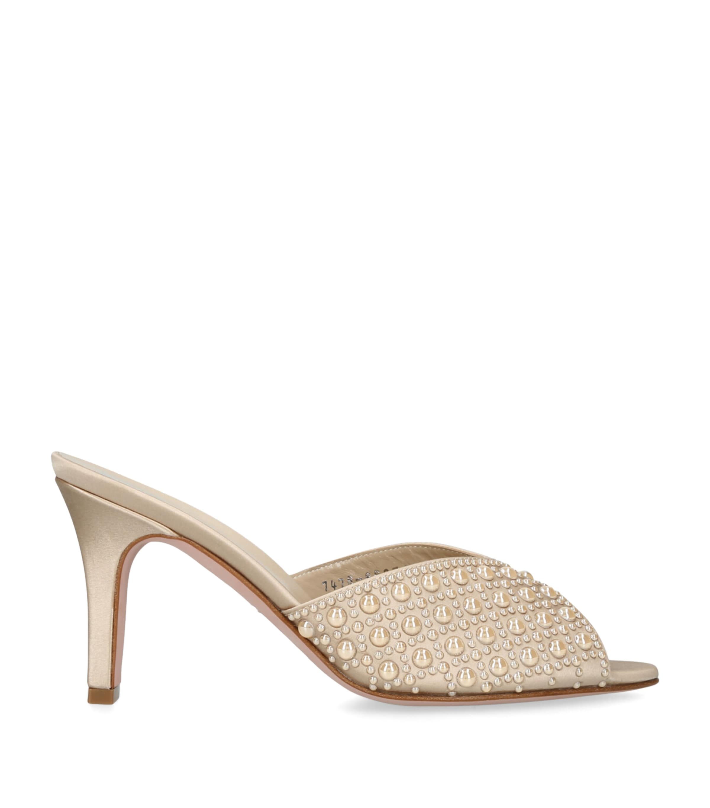 Gina Satin Embellished Alyssa Heeled Mules 85 Camel/comb Image 1