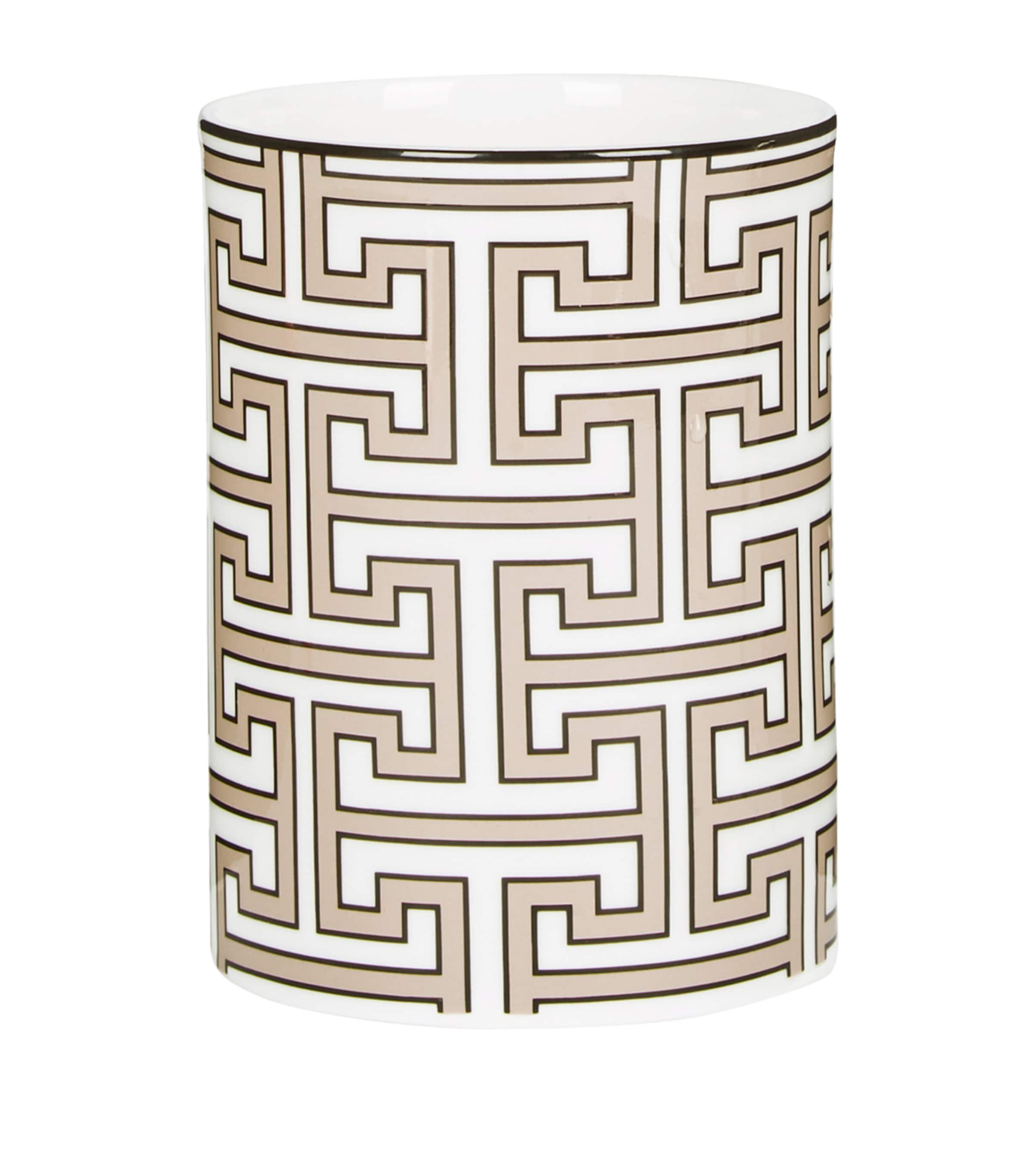 O.W.London Bone China Maze Vase (11.5cm) Truffle/white Image 1