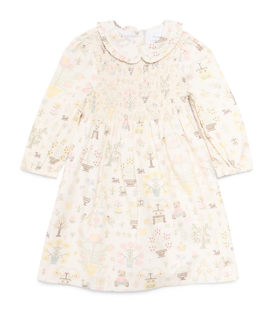 Ralph Lauren Kids Cotton Printed Dress and Bloomers Set (3-24 Months) Peti Point Bby Bear Image 1