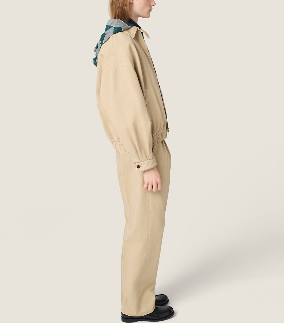 Miu Miu Womens Gabardine Hooded Jacket Neutral Image 5