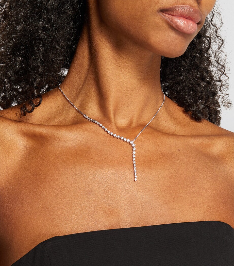 Melissa Kaye White Gold and Diamond Aria Cascade Necklace White Gold Image 4