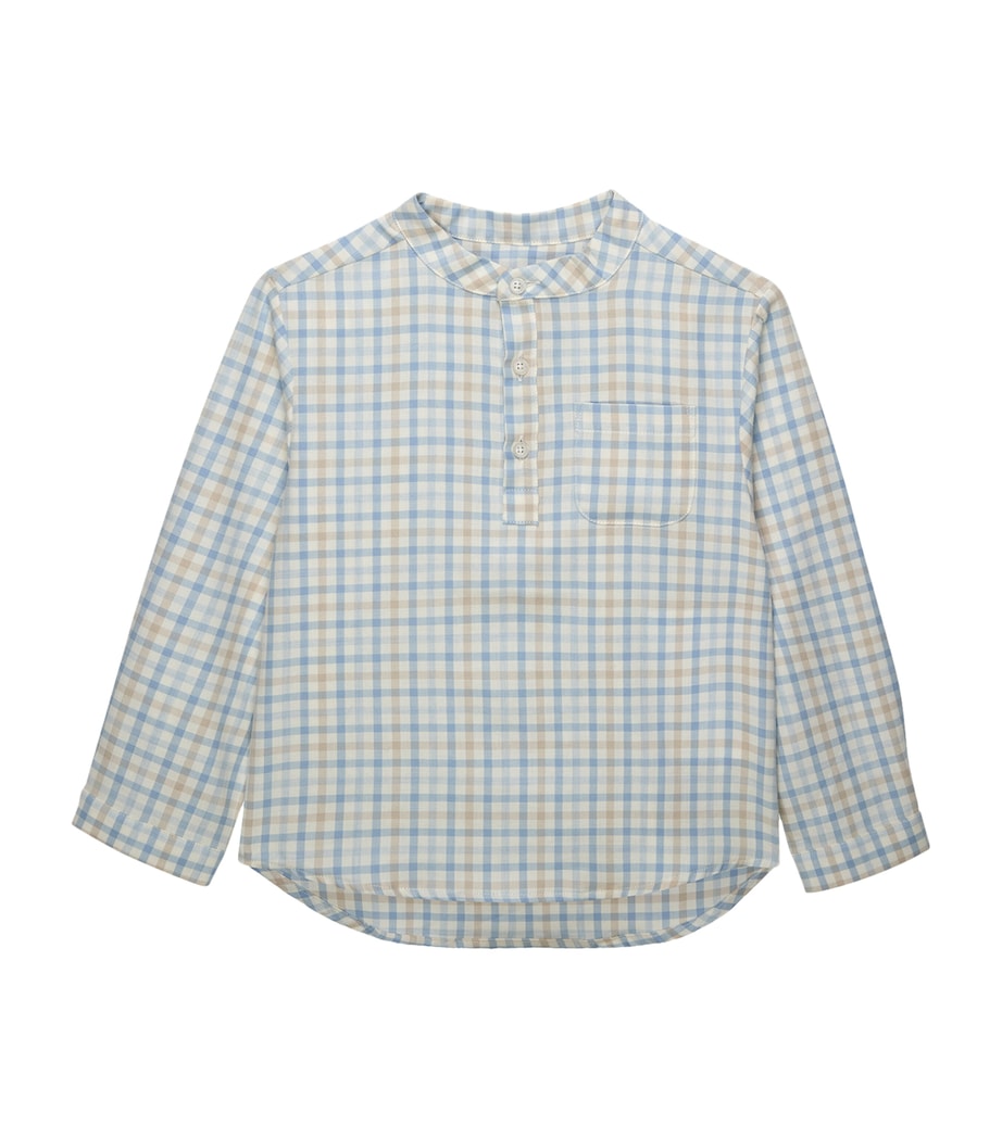 Trotters Cotton Check Oscar Shirt (6-11 Years) Pale Blue Image 1