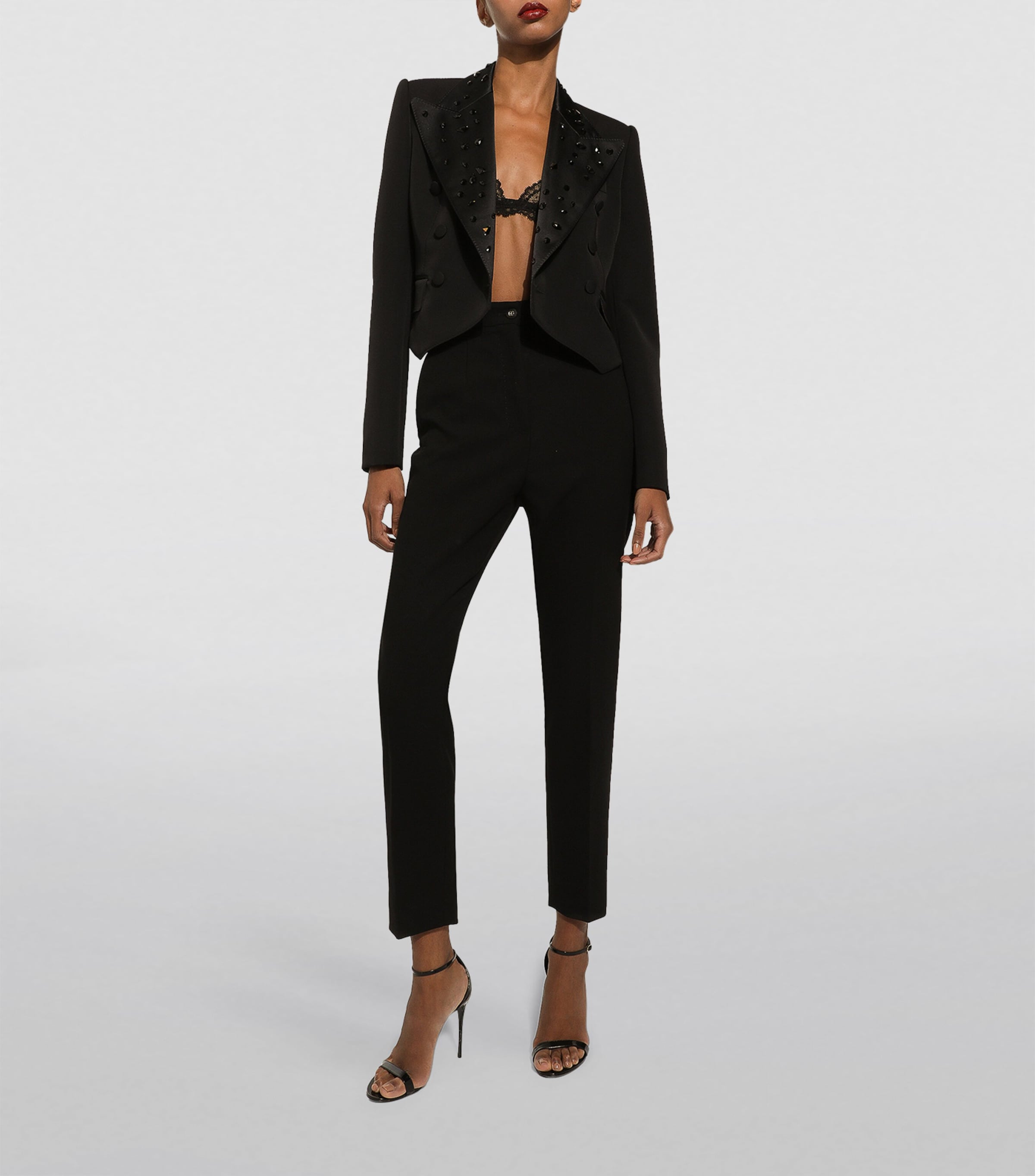 Virgin Wool-Blend Embellished Cropped Blazer S8400-EMBROIDERED Image 4