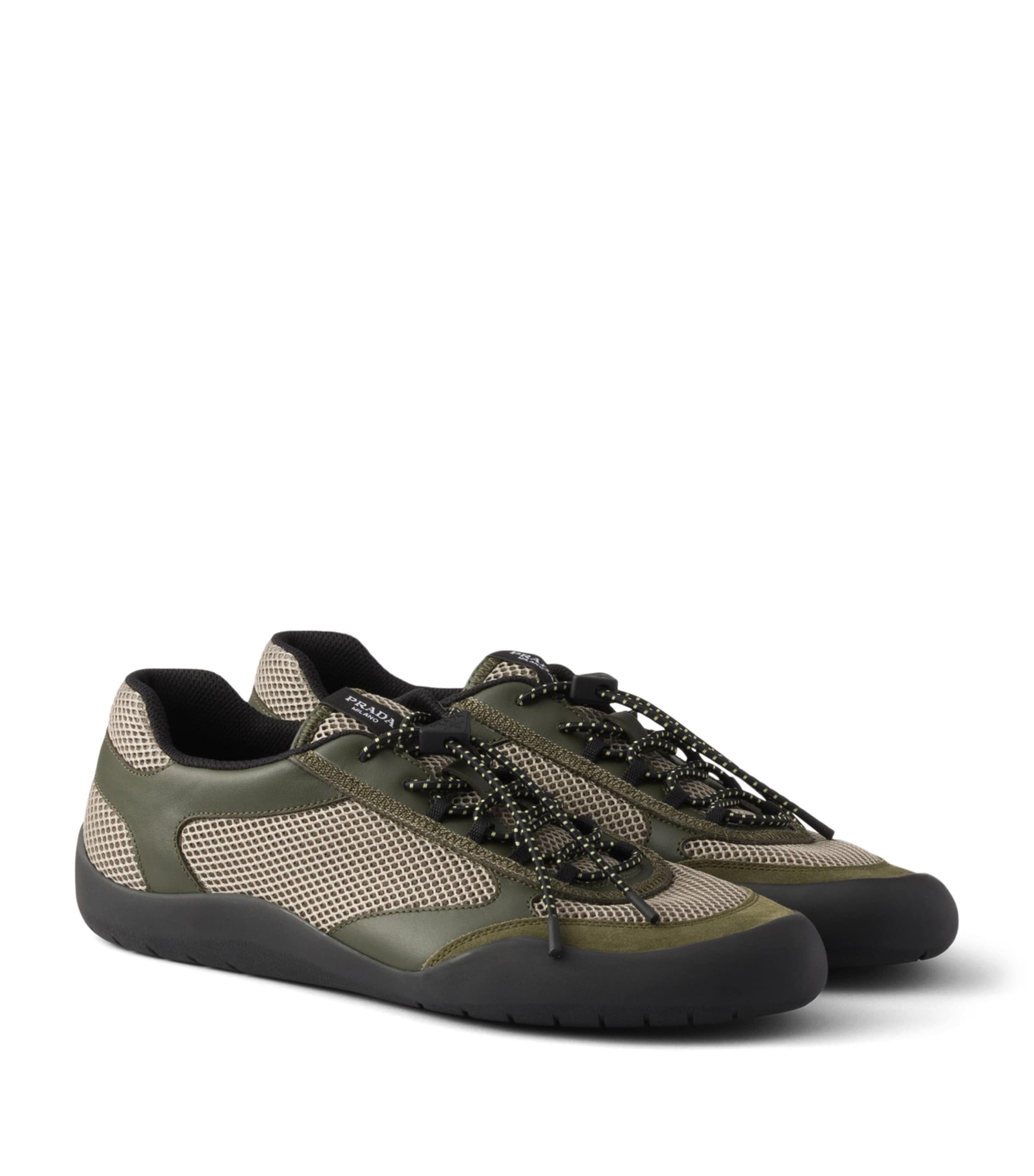 Prada Leather-Mesh Speedrock Sneakers Image 1