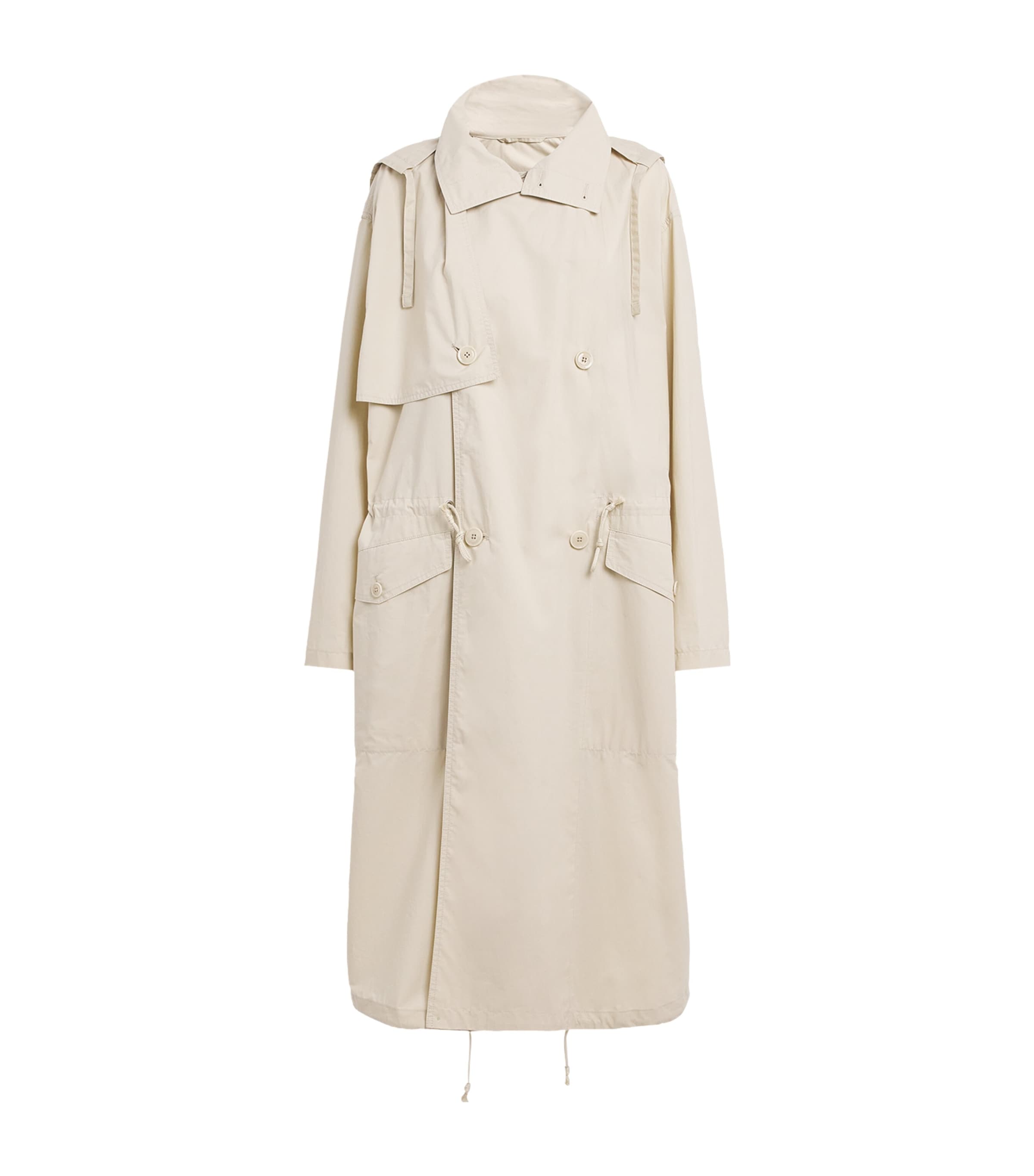 Lemaire Beige Hooded Trench Coat | Harrods SG