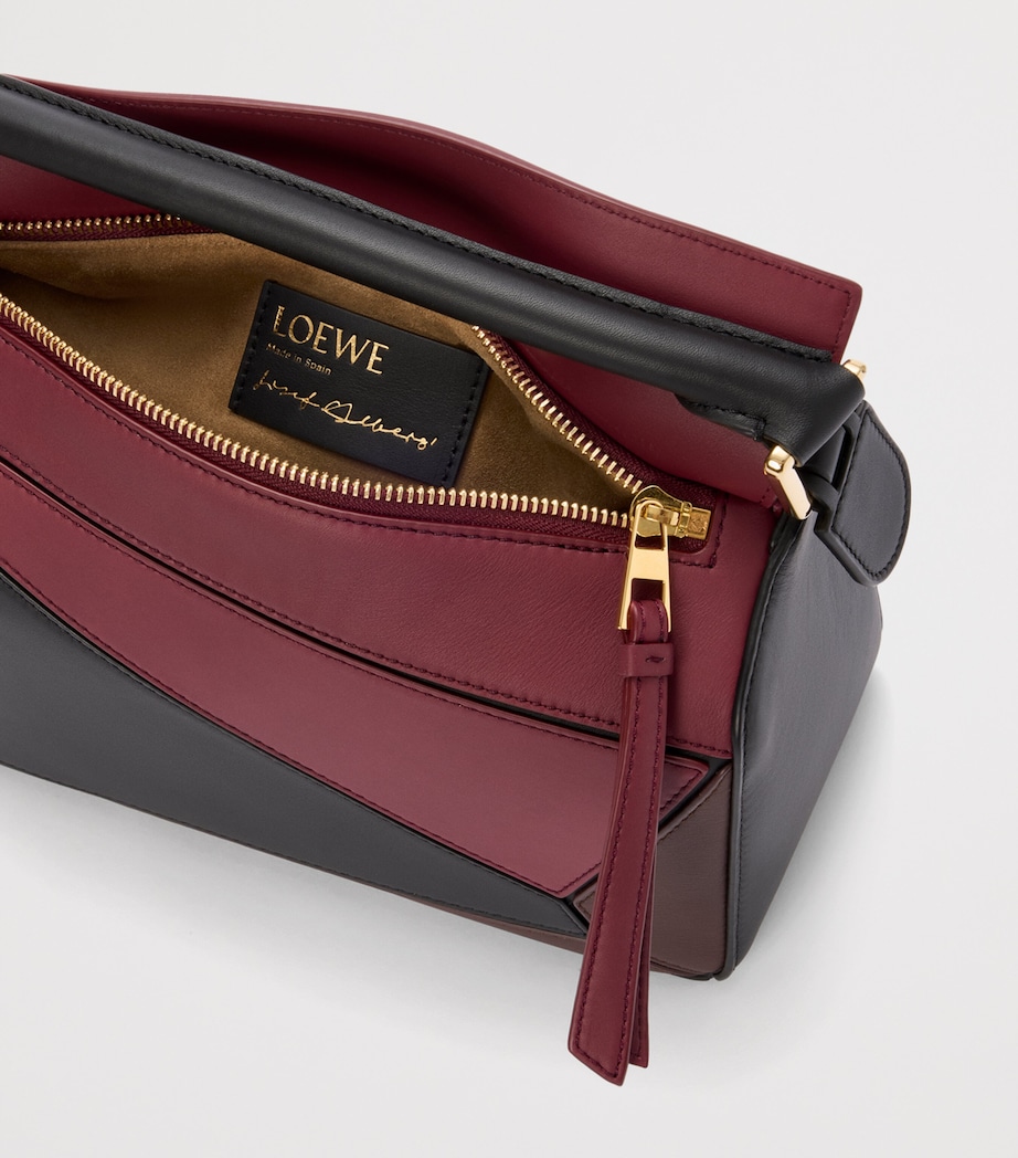 x Albers Leather Puzzle Top-Handle Bag BLACK/BURGUNDY Image 6
