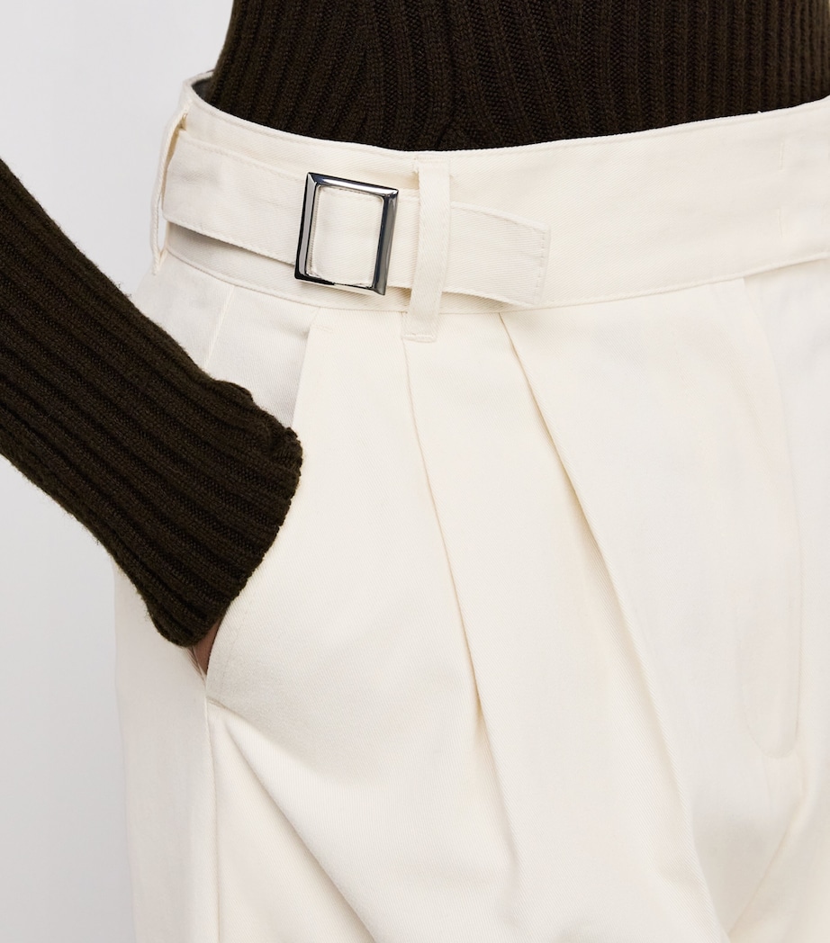 Cotton Wide-Leg Trousers WHITE Image 6