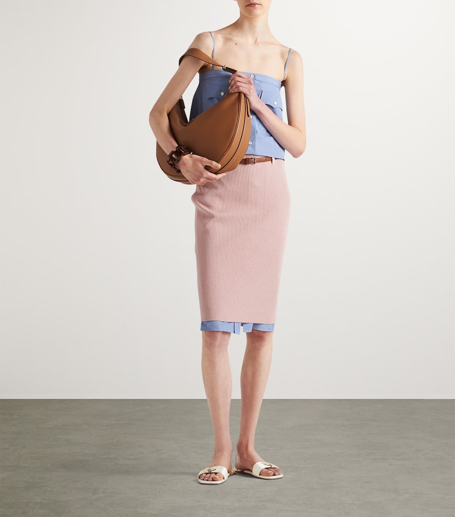 Ribbed Belted Midi Skirt F0028 Image 2