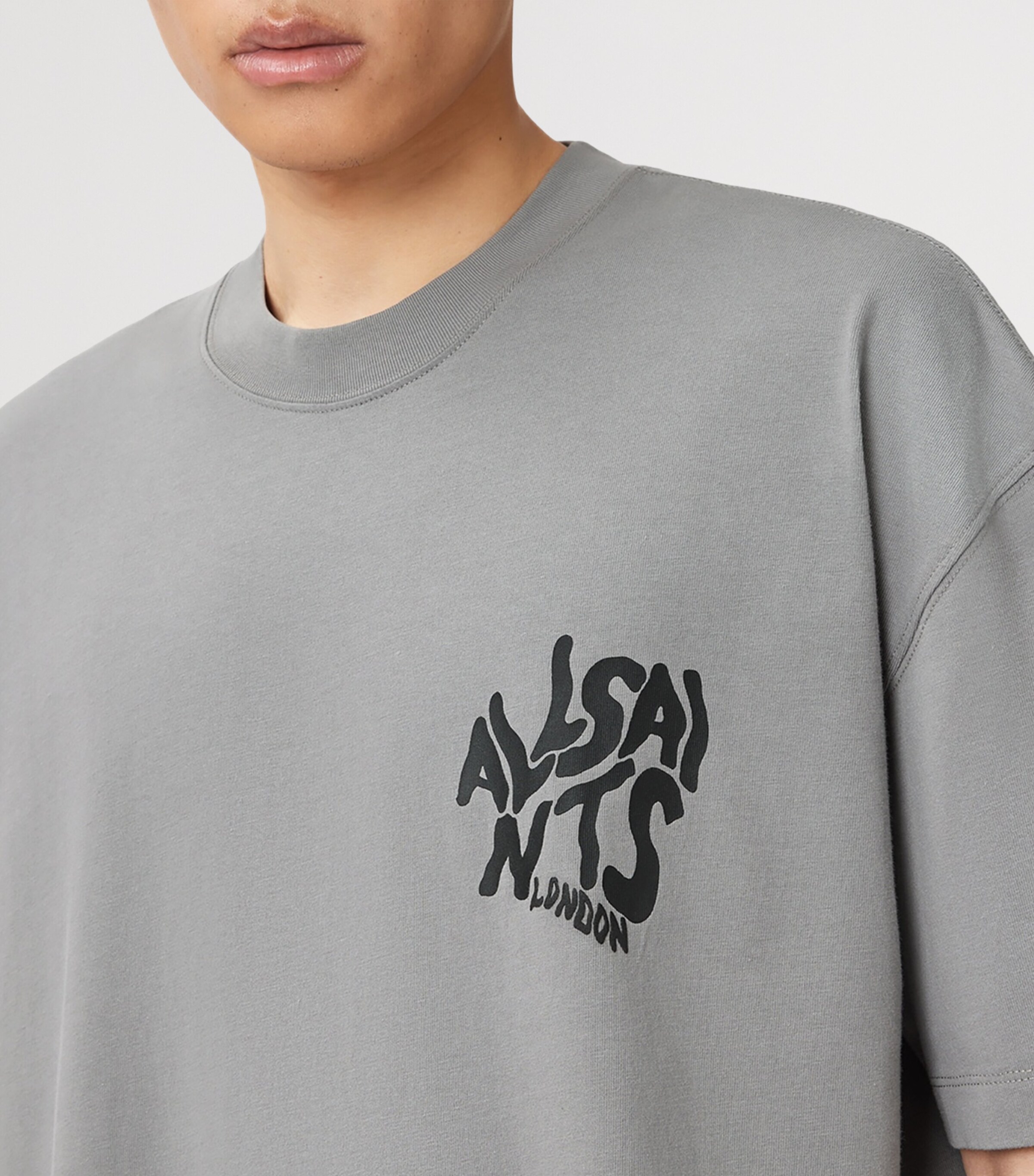 AllSaints Mens Organic Cotton Orlando T-Shirt March Grey Image 8