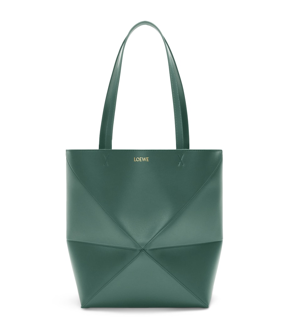 LOEWE Medium Leather Puzzle Fold Tote Bag Vetiver Image 1