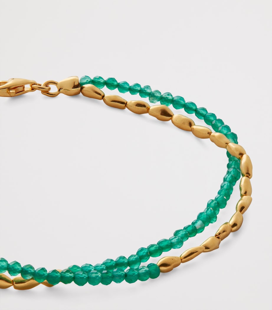 Gold Vermeil and Green Onyx Mini Nugget Beaded Bracelet 18K GOLD VERMEIL Image 2