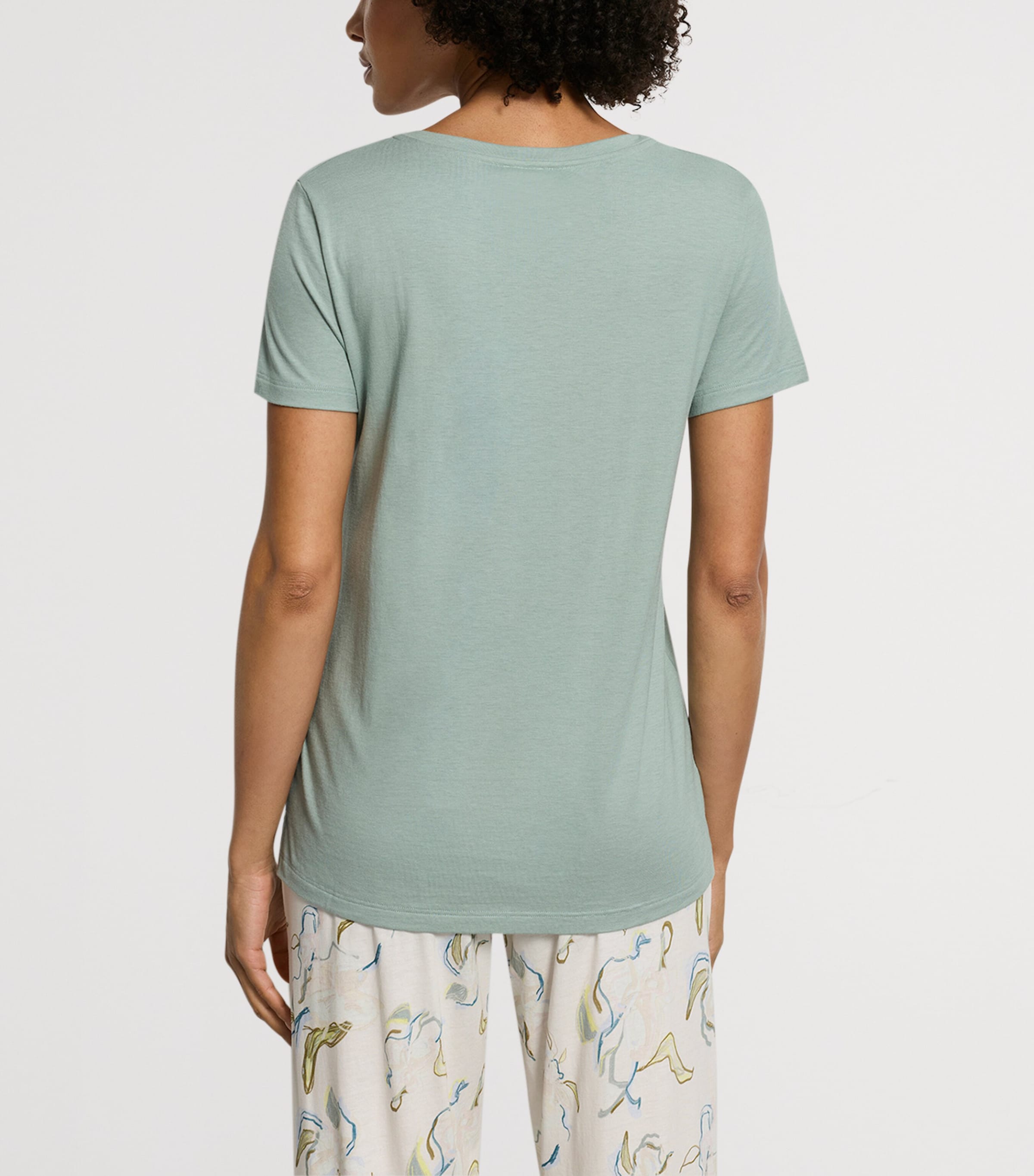 Hanro Womens Stretch-Cotton Sleep & Lounge T-Shirt Dark Seafoam Image 3