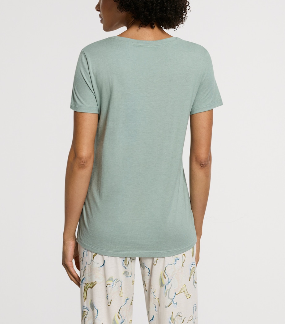 Hanro Womens Stretch-Cotton Sleep & Lounge T-Shirt Dark Seafoam Image 3